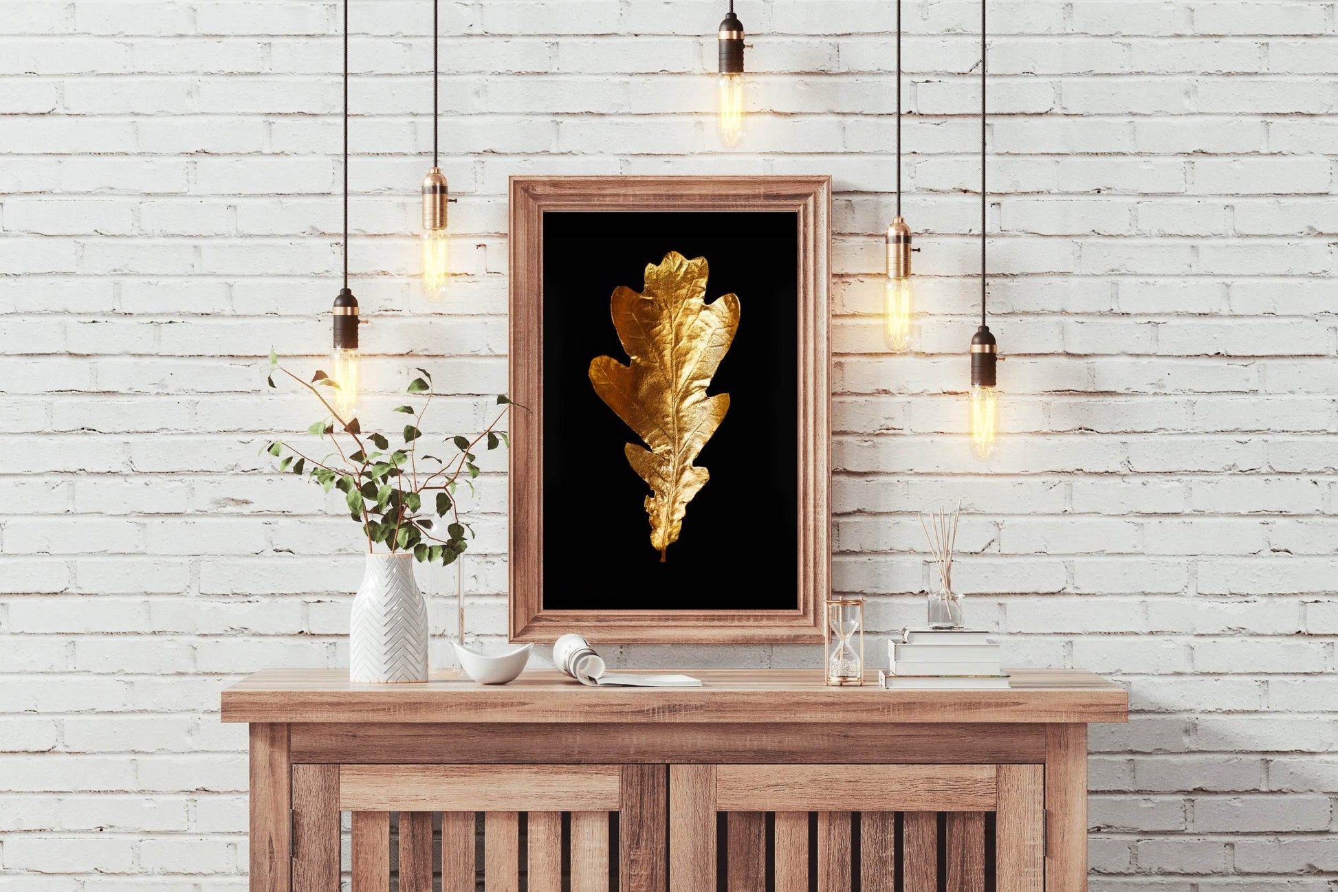 Golden Oak Leaf Wall Art - beink online art store