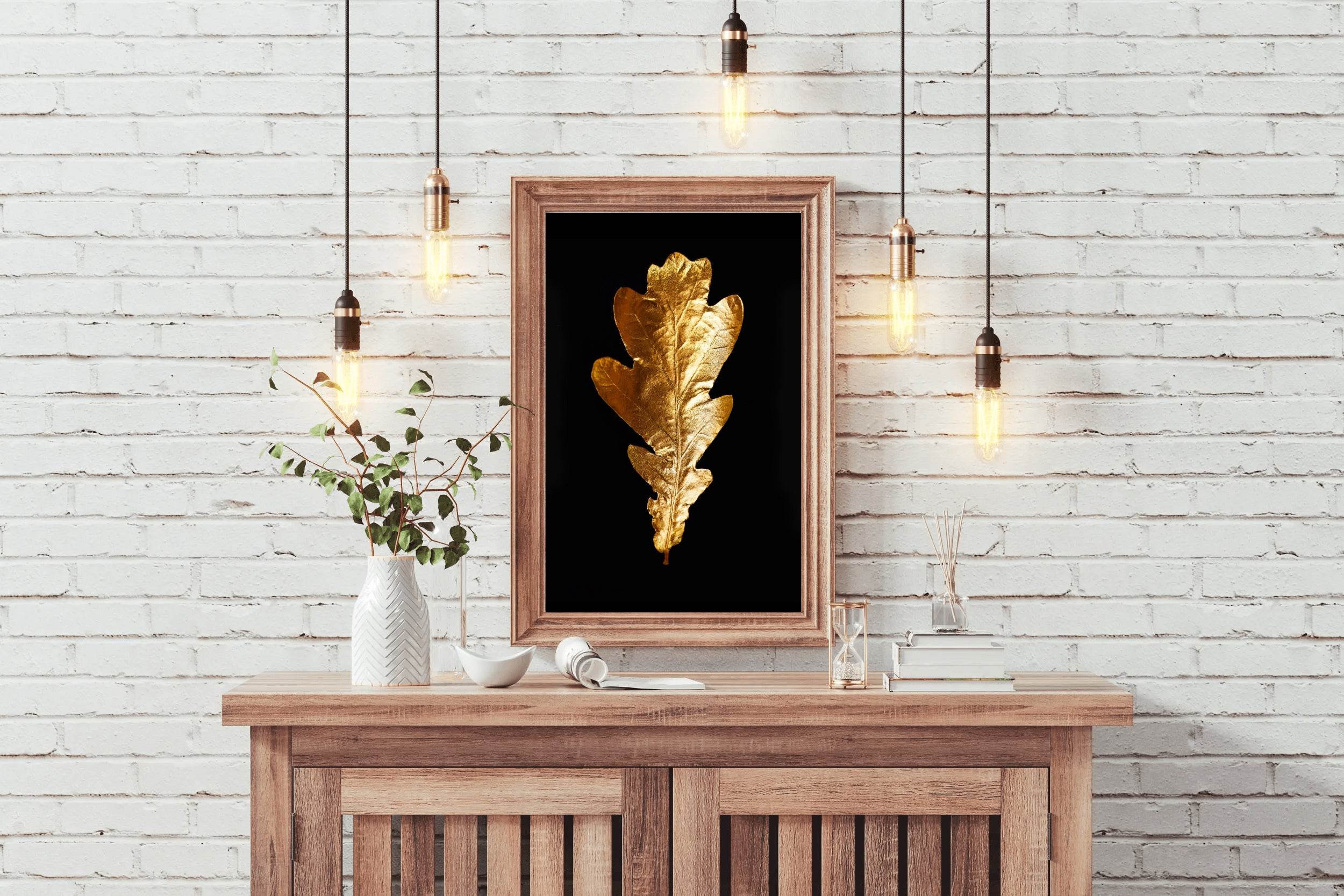 Golden Oak Leaf Wall Art - beink online art store