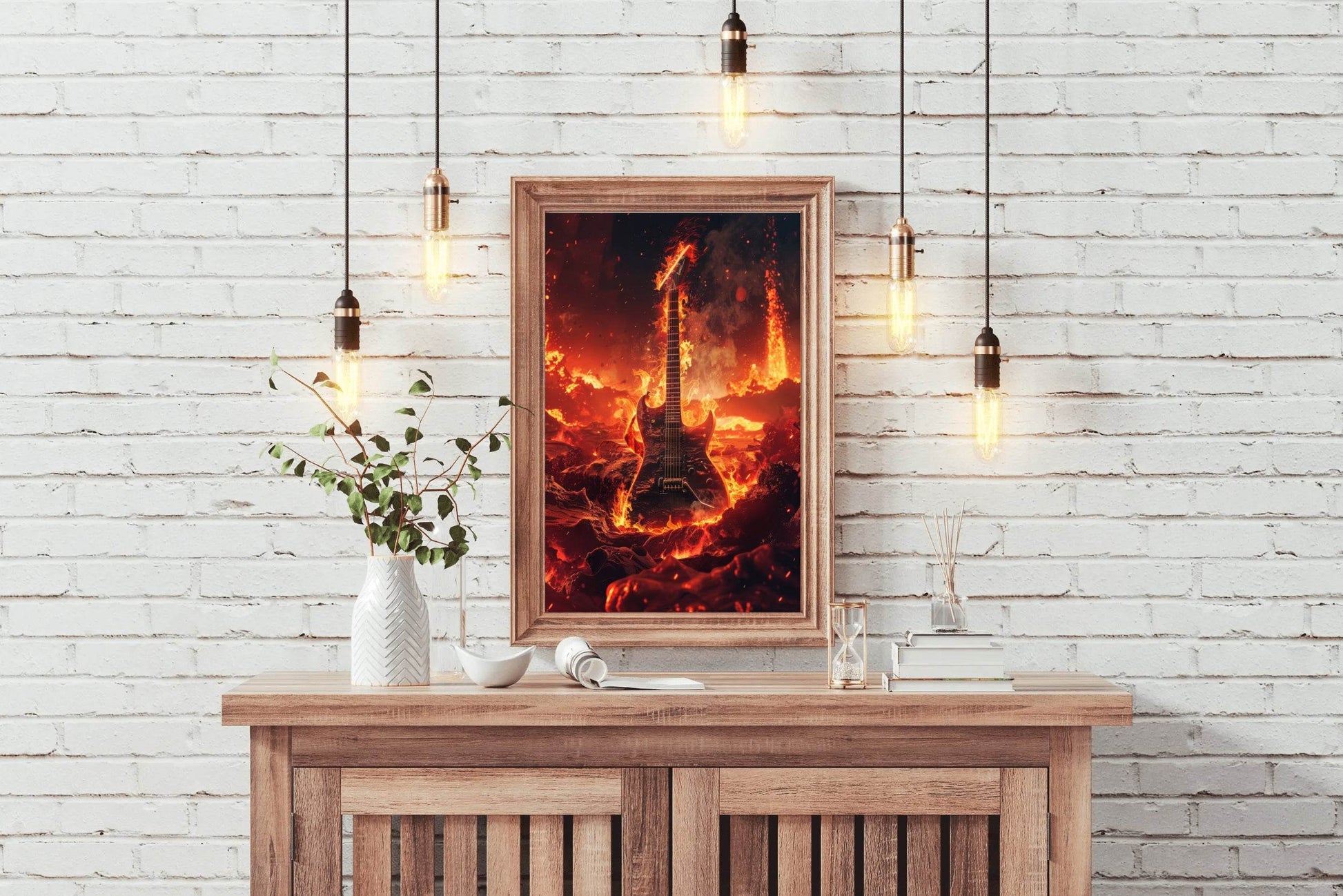 Fiery Rock Guitar Wall Art - beink online art store