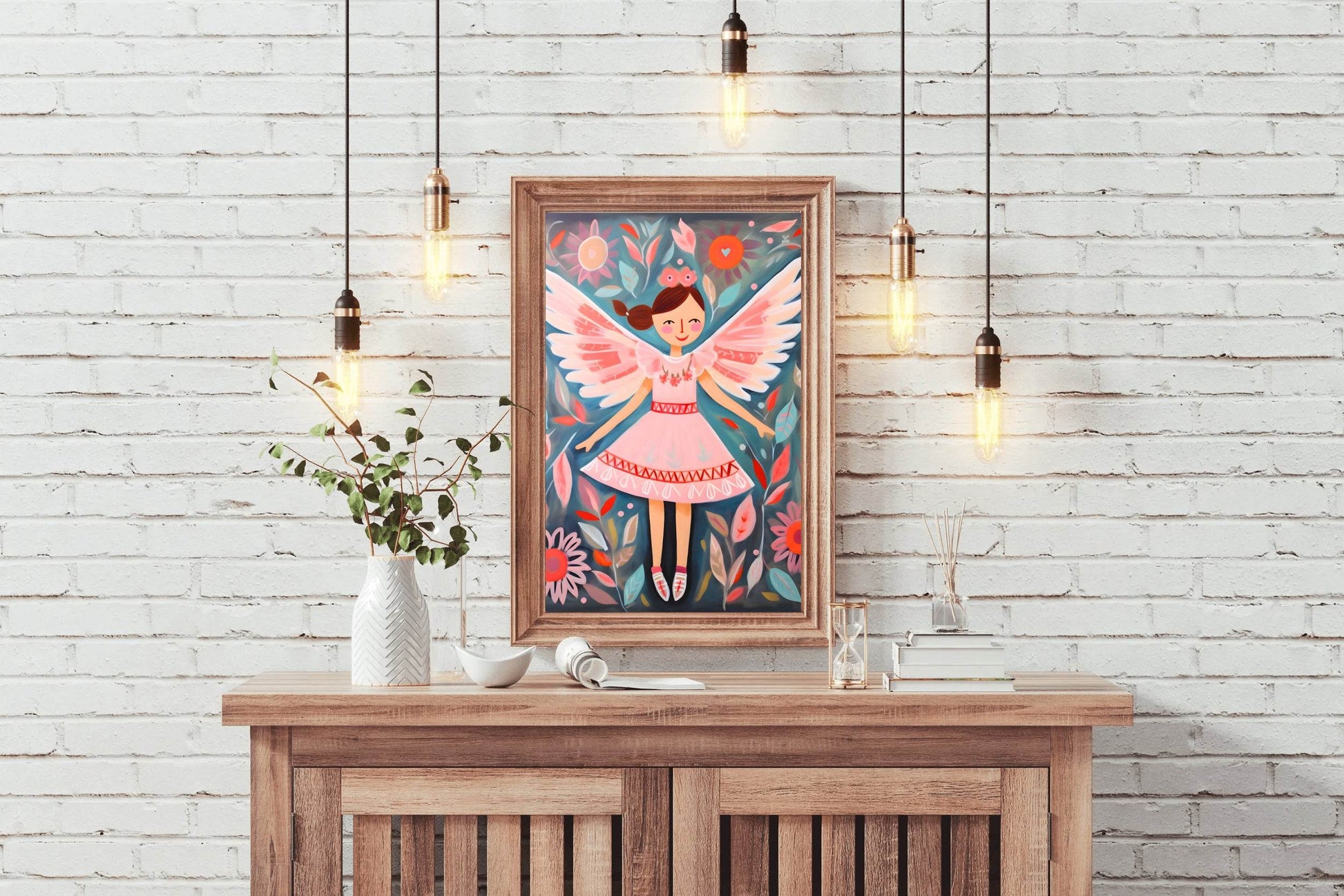 Watercolor Illustration of Dancing Girl In Pink Dress - beink online art store
