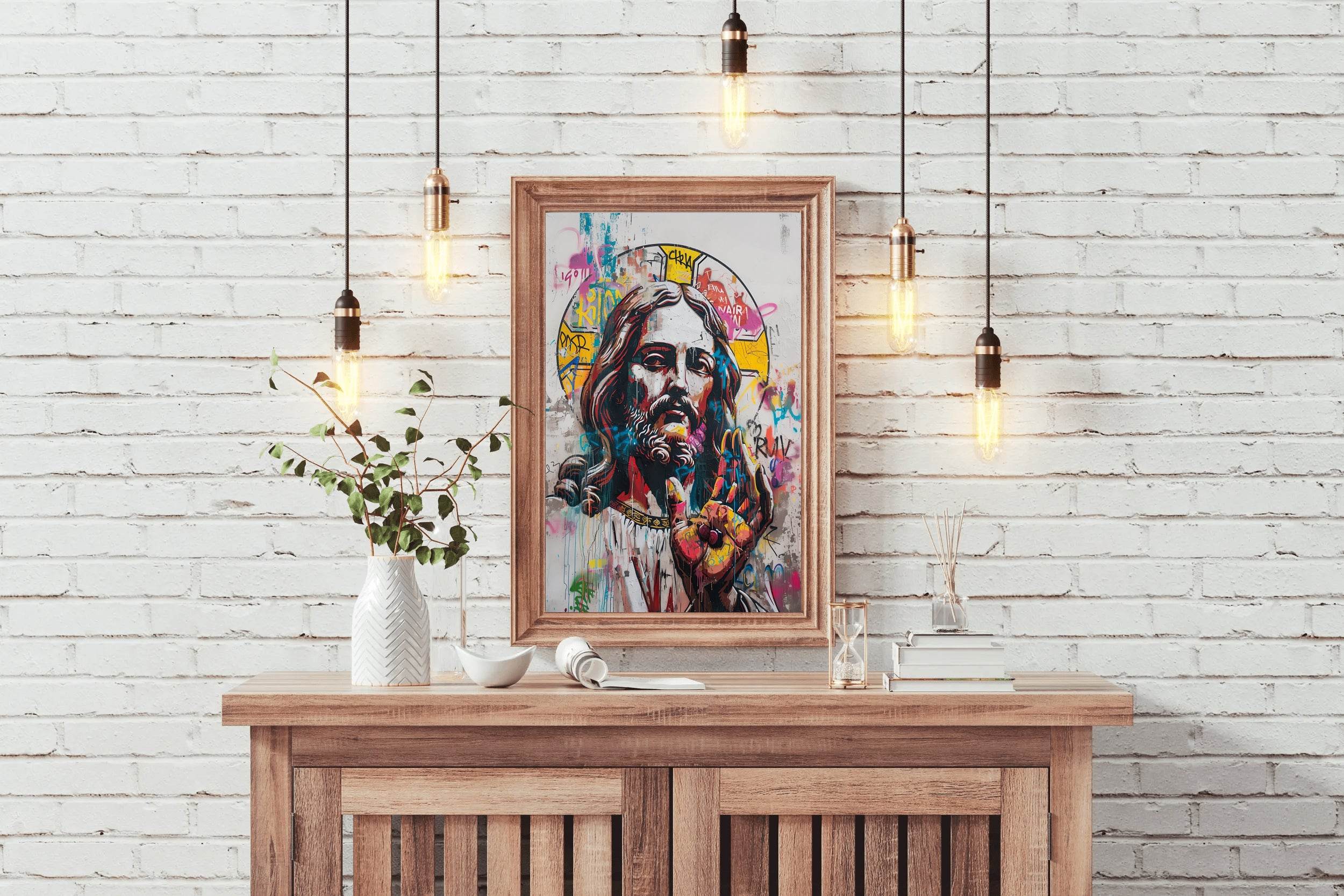 Graffiti Background of Jesus Christ Wall Art - beink online art store
