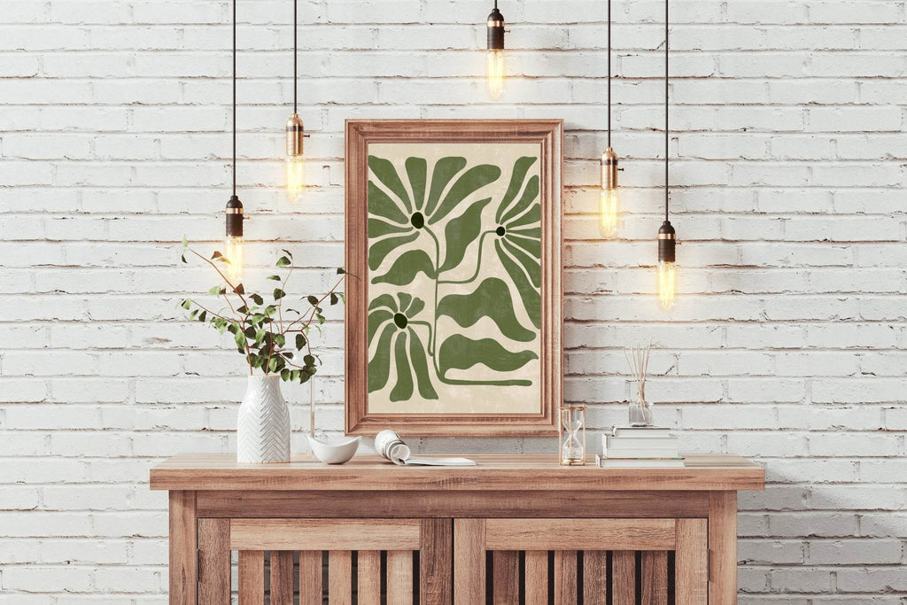 Abstract Green Flower Painting ArtWork - beink online art store