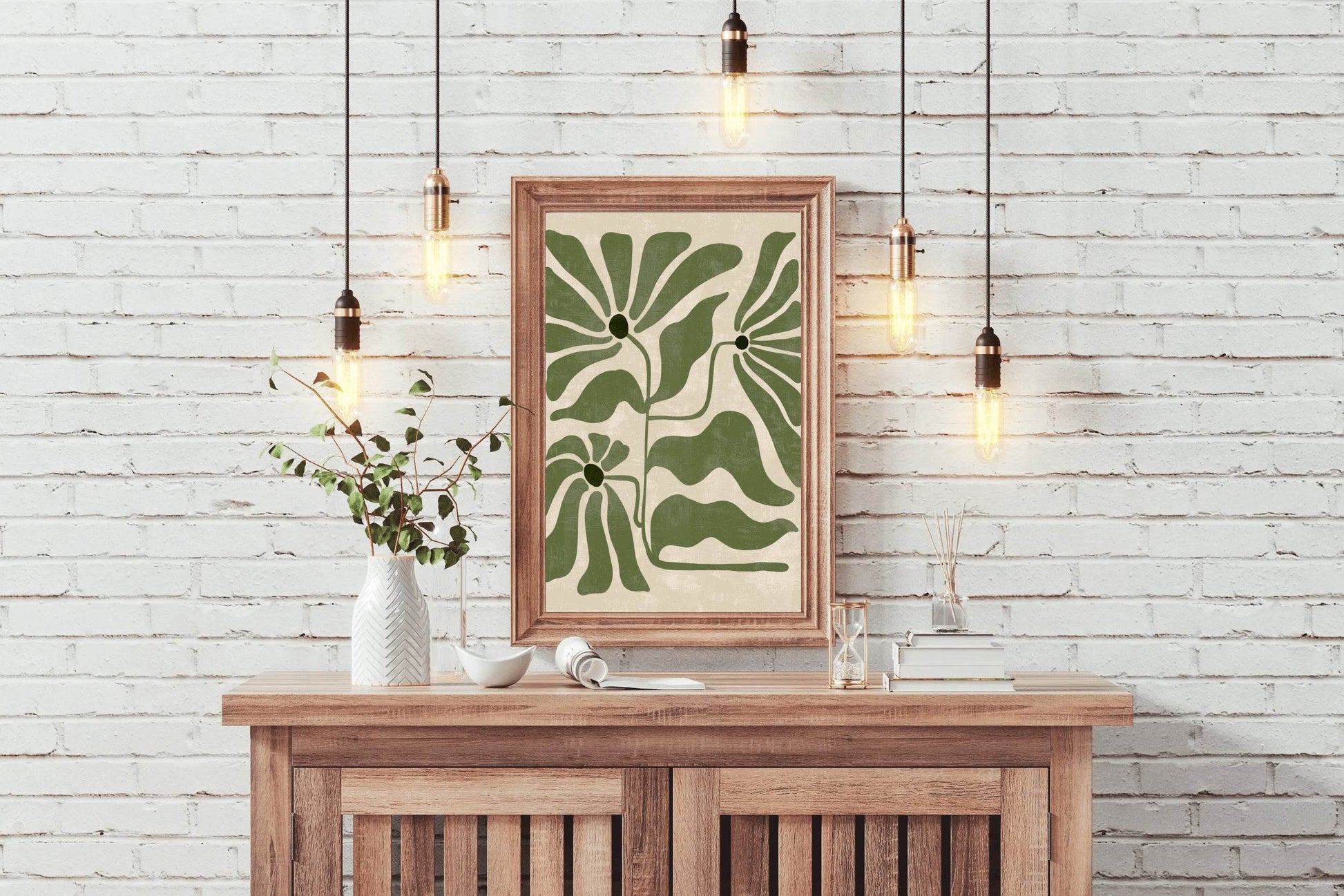 Abstract Green Flower Painting ArtWork - beink online art store
