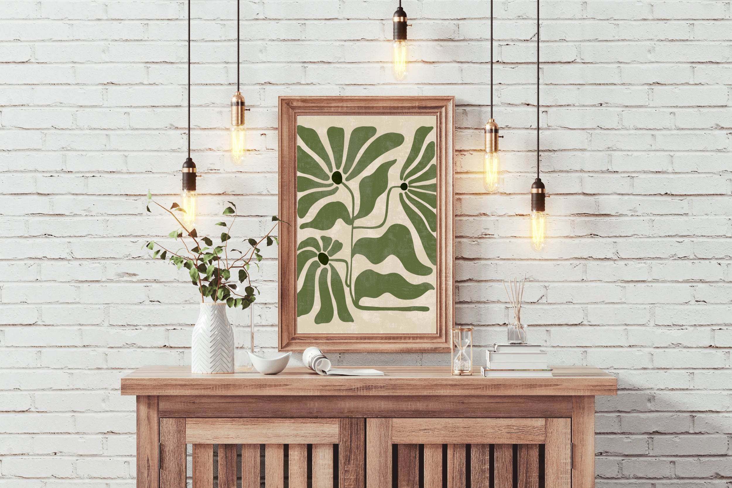 Abstract Green Flower Painting ArtWork - beink online art store