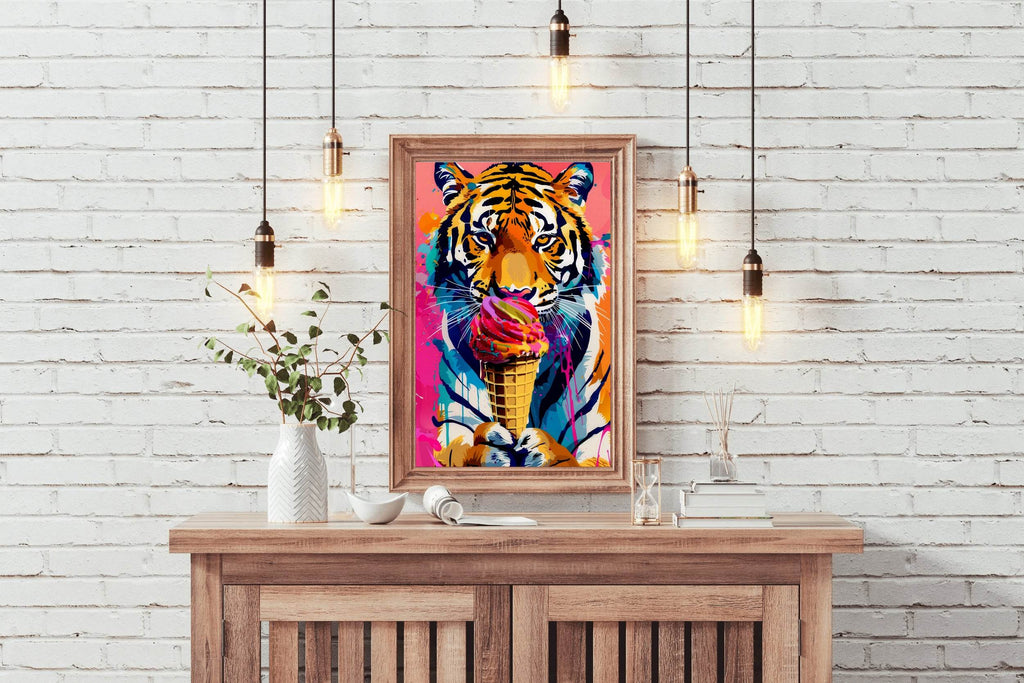 tiger eating ice cream Wall Art - beink online art store