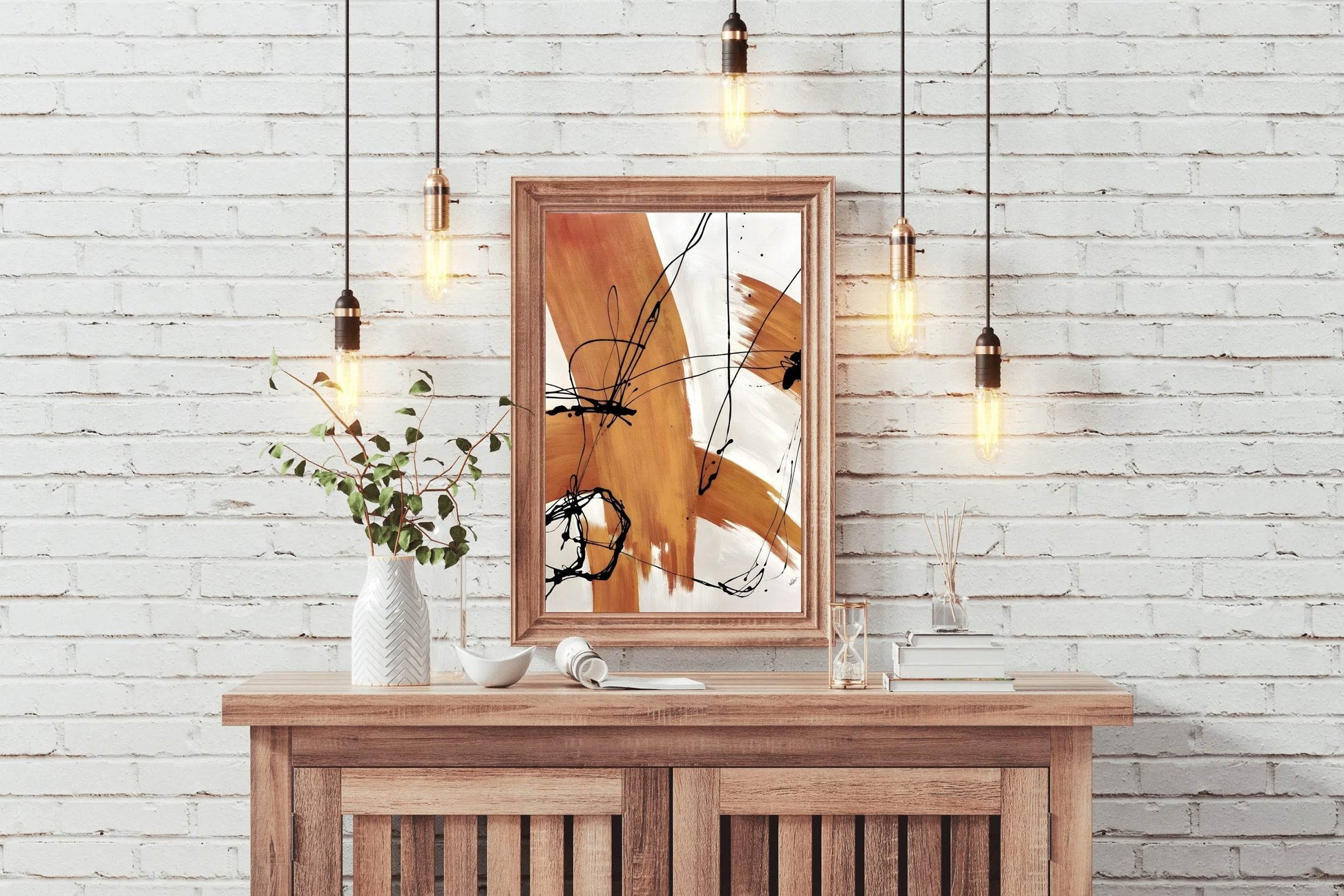 Brown Brush Strokes Modern Wall Art - beink online art store