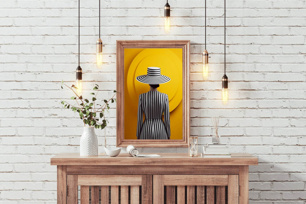 Female Hypnosis Model With Black And White Hat - beink online art store