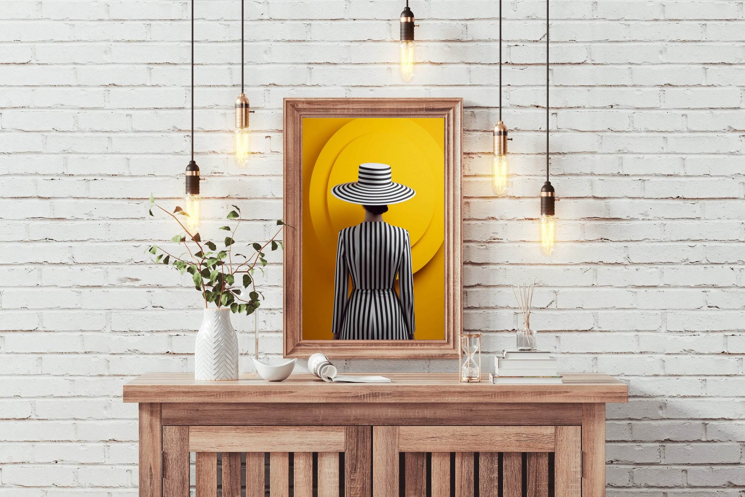 Female Hypnosis Model With Black And White Hat - beink online art store