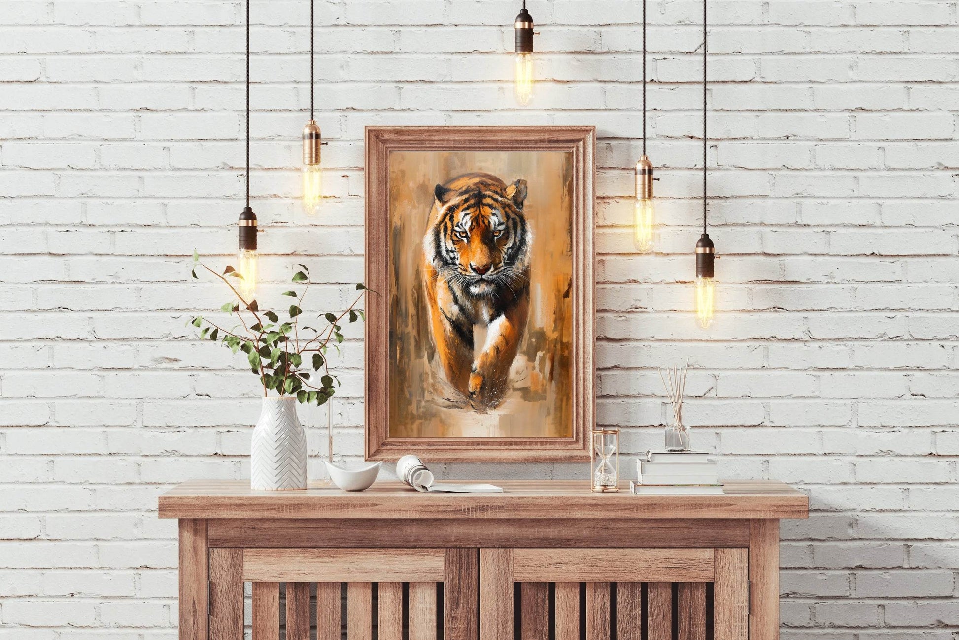 Colorful Water Color Paint of Walking Tiger Illustration - beink online art store