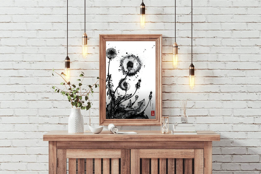 Striking Black Ink Illustration of Plant Wall Art - beink online art store