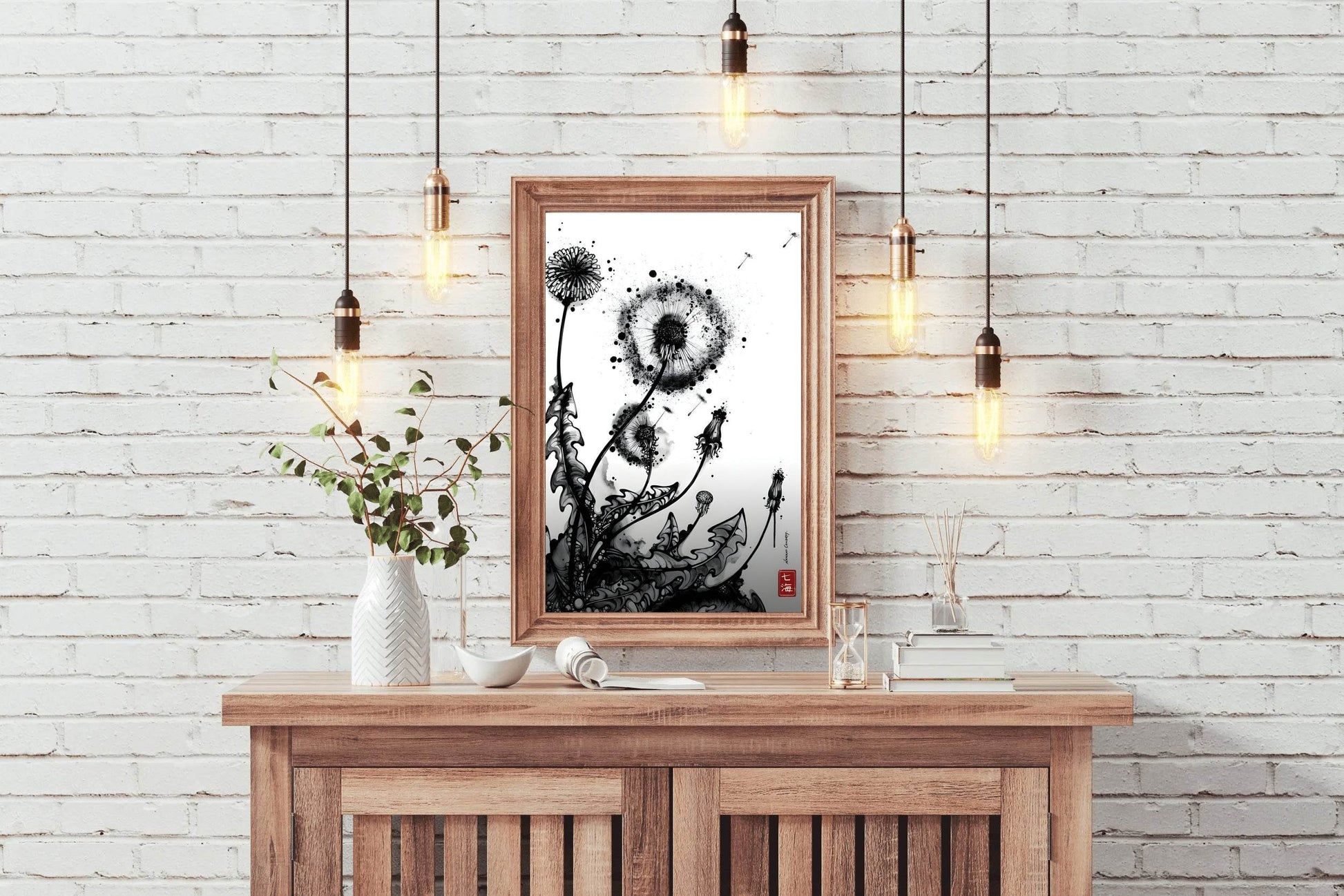 Striking Black Ink Illustration of Plant Wall Art - beink online art store