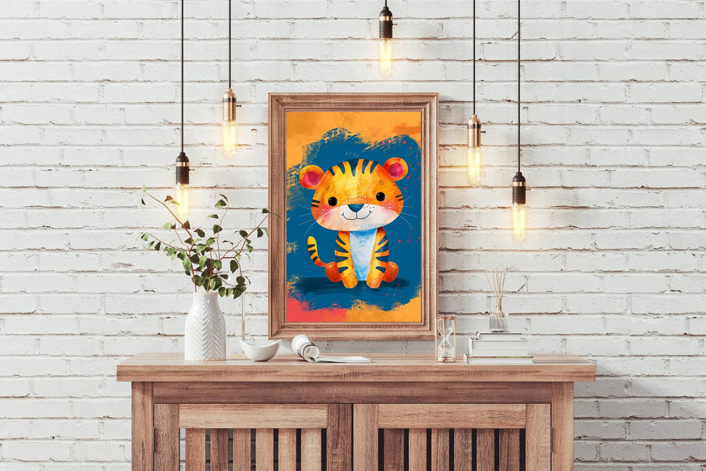 Cute Watercolor Baby Tiger Cartoon Painting - beink online art store
