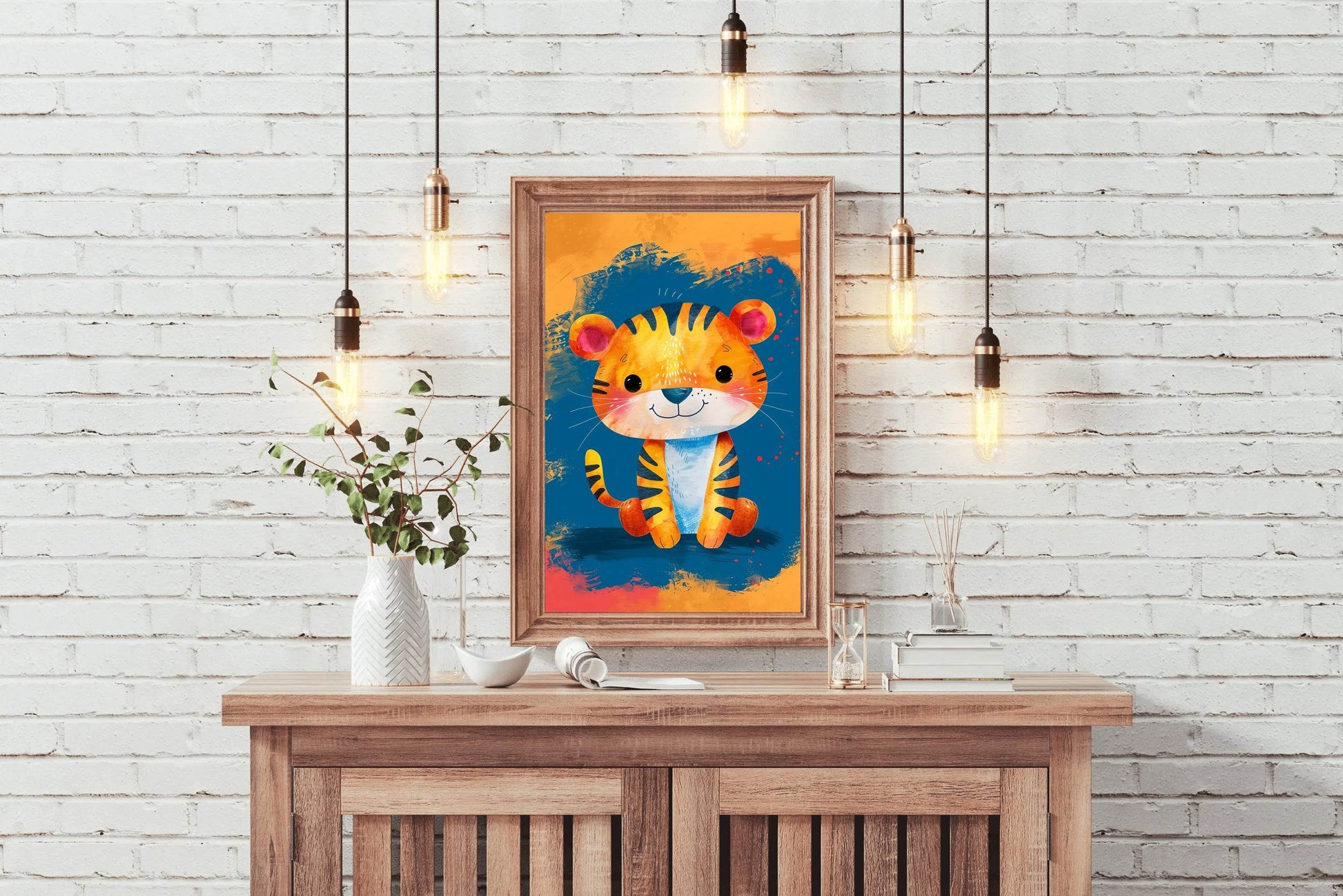 Cute Watercolor Baby Tiger Cartoon Painting - beink online art store