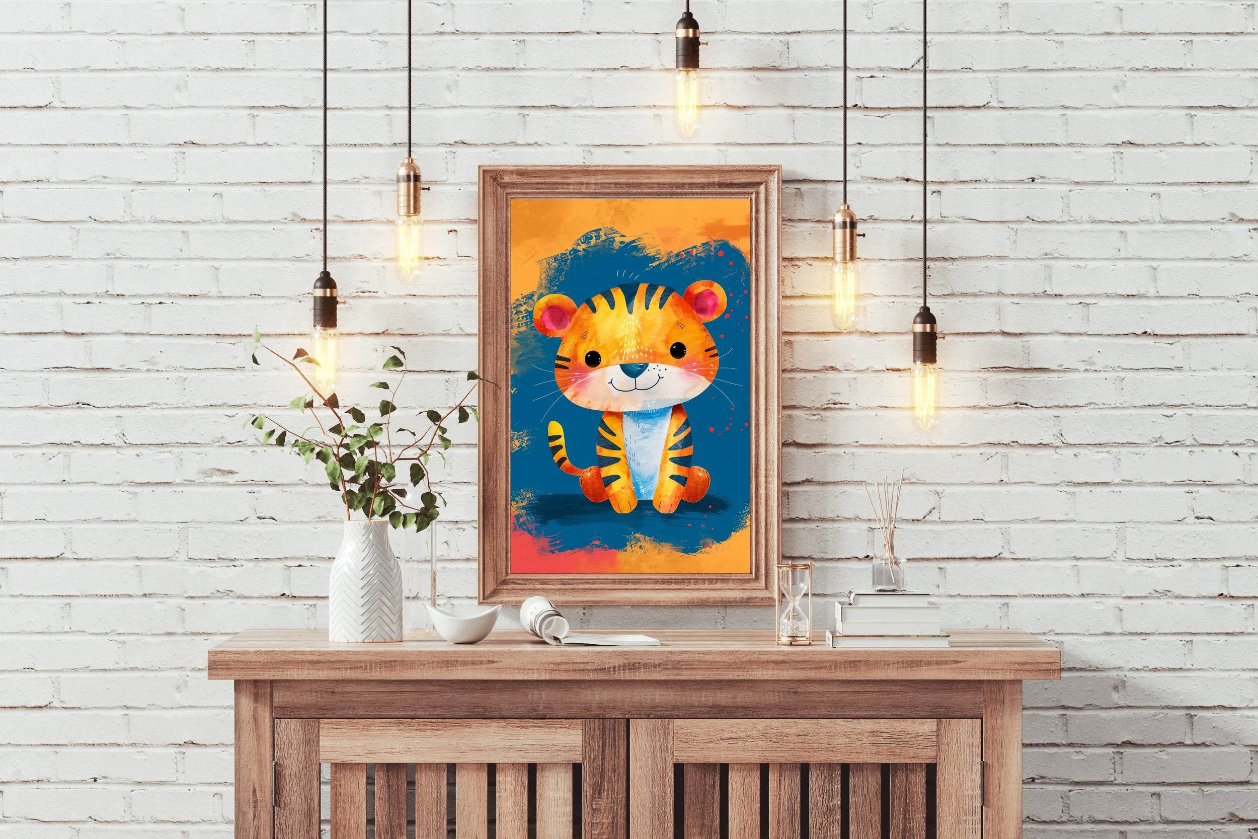 Cute Watercolor Baby Tiger Cartoon Painting - beink online art store