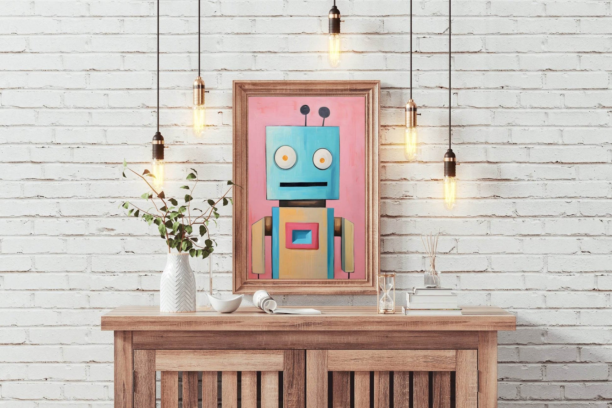 Paper Drawing of a Robot With Annoying Eyes - beink online art store