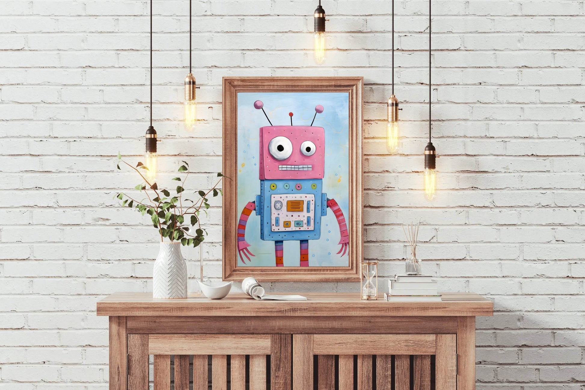 Pink Face Toy Robot Wall Art - beink online art store