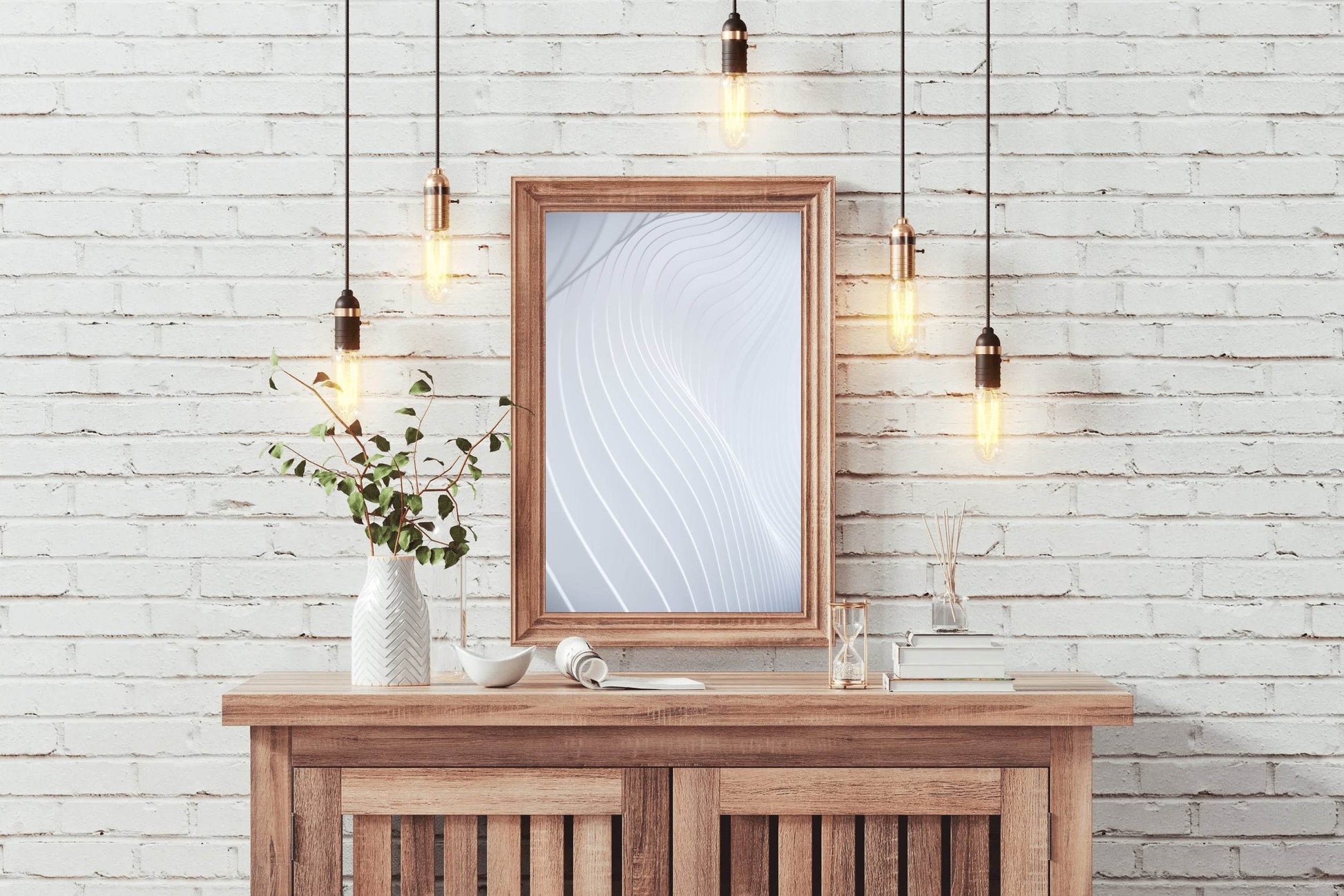White Technology Waves Abstract Wall Art - beink online art store