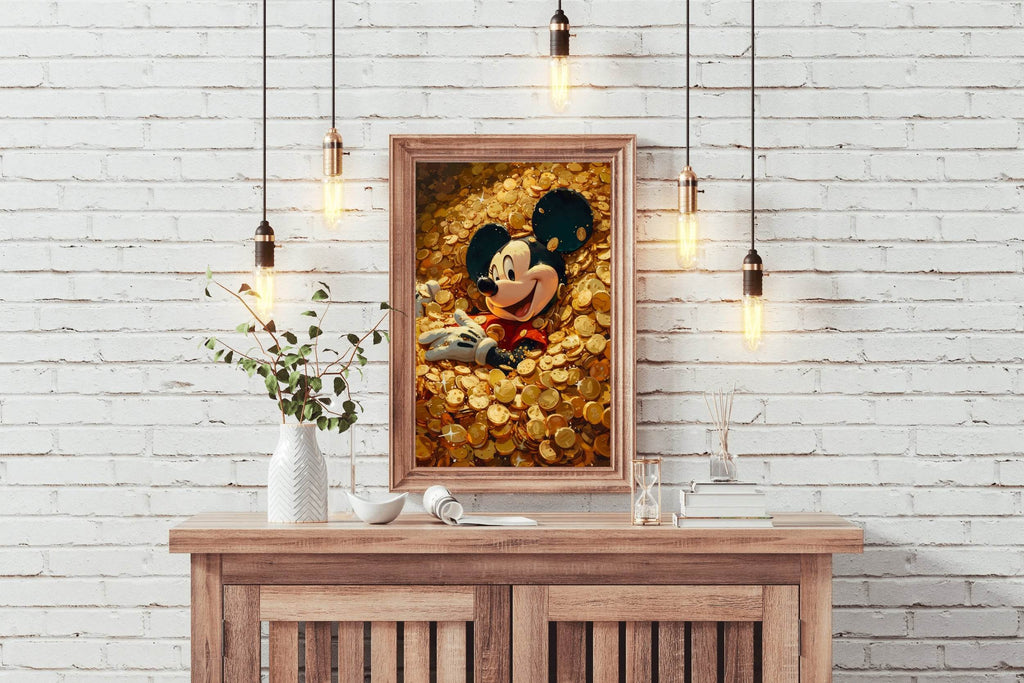 Mickey Mouse in Gold Coins Wall Art - beink online art store