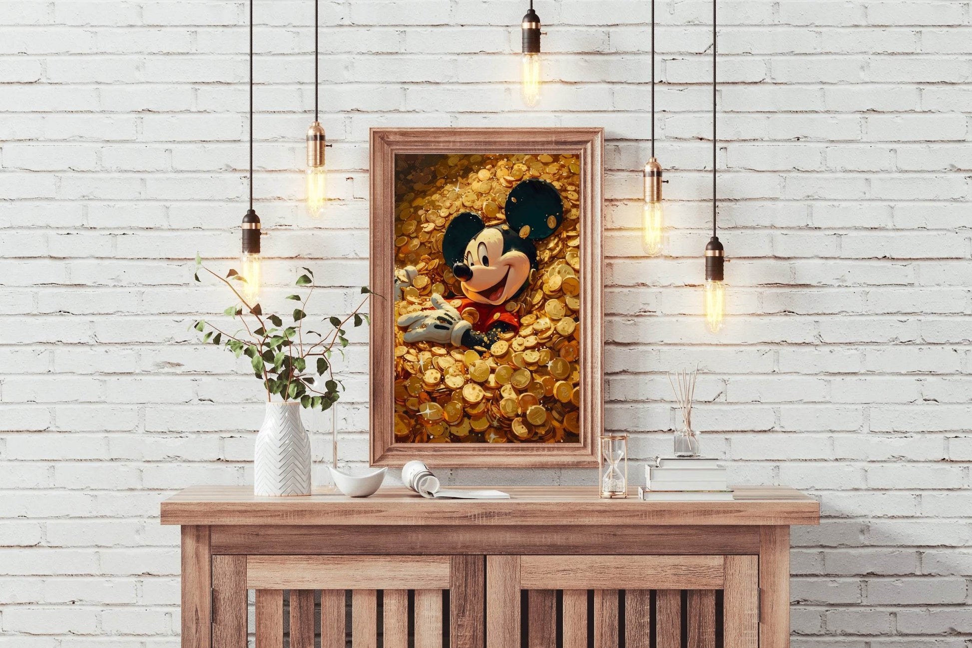 Mickey Mouse in Gold Coins Wall Art - beink online art store