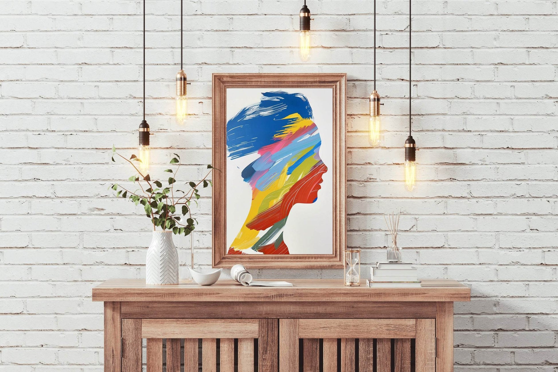 Color Portrait Of A Human Head Wall Art - beink online art store