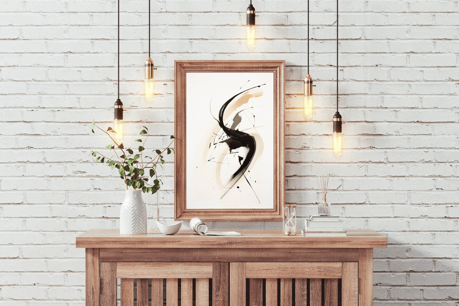Swirl Black Ink Paint Abstract Wall Art - beink online art store