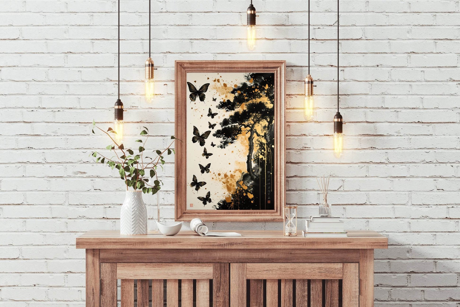 Painting Beautiful Black Butterflies Wall Art - beink online art store