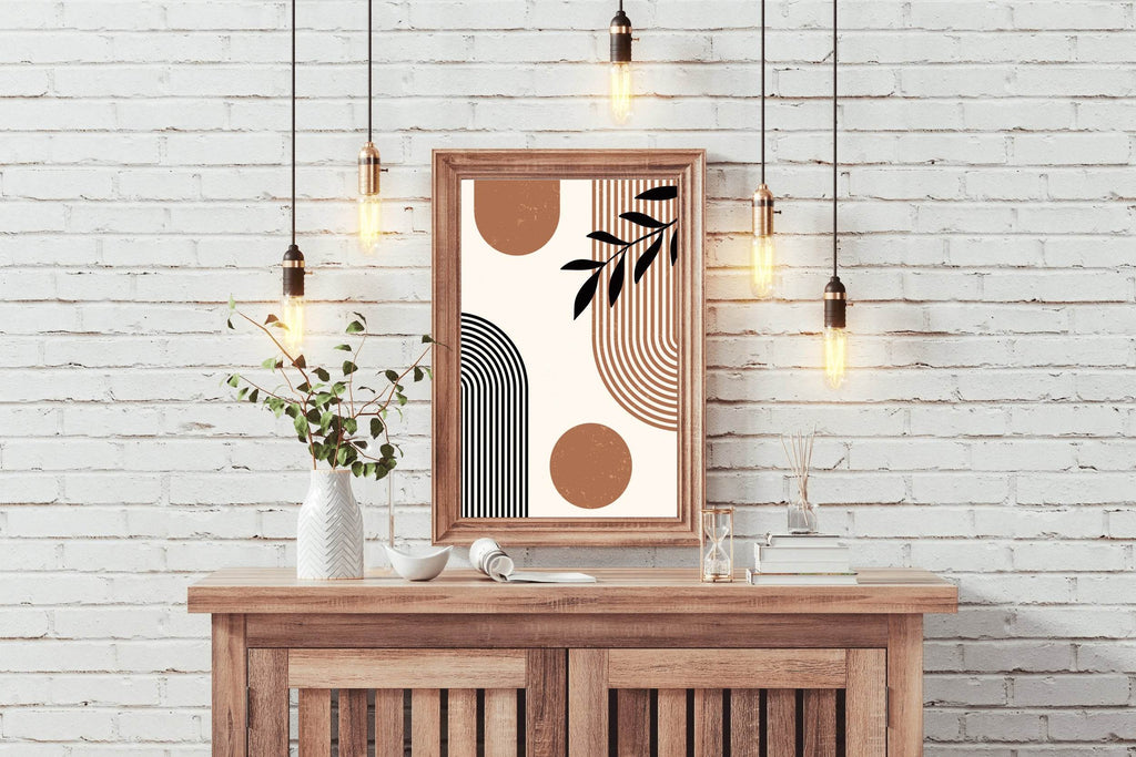 Black Olive Leaf With Patterned Colored Background Wall Art - beink online art store