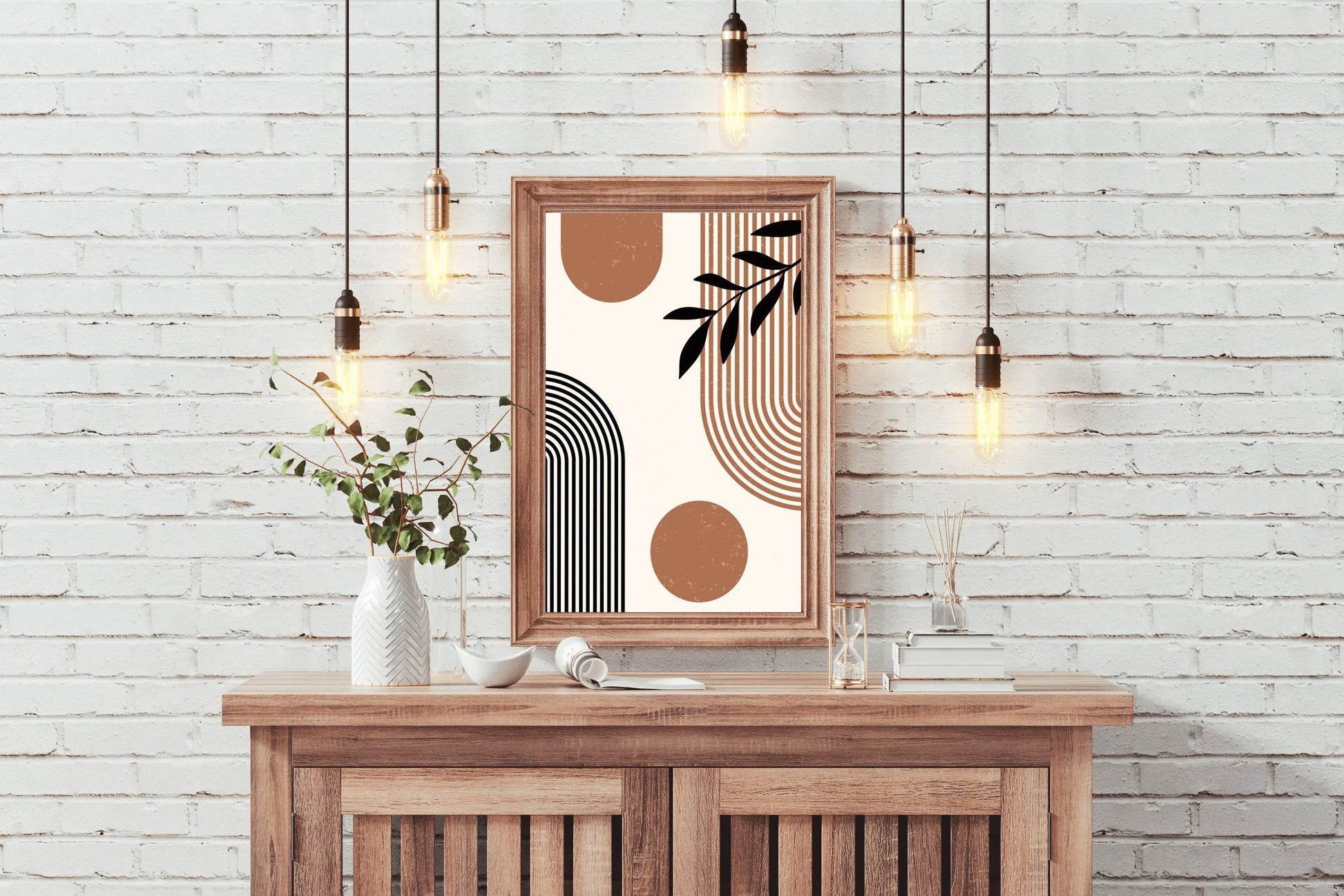 Black Olive Leaf With Patterned Colored Background Wall Art - beink online art store