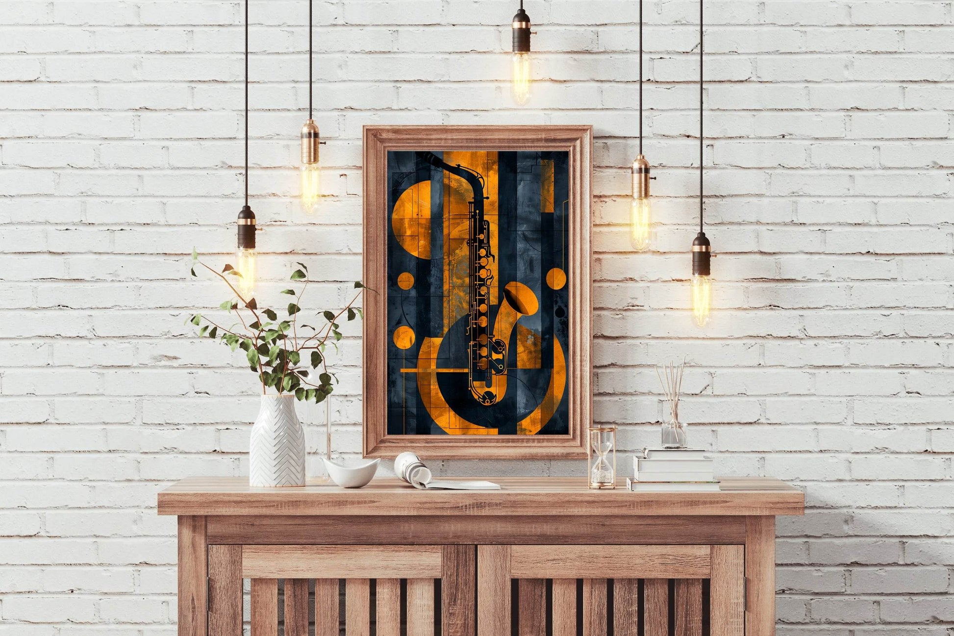 Saxophone With Yellow Lines Wall Art - beink online art store
