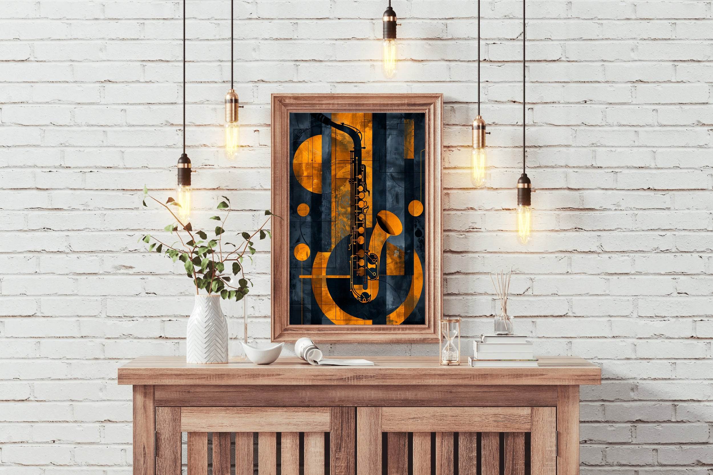 Saxophone With Yellow Lines Wall Art - beink online art store