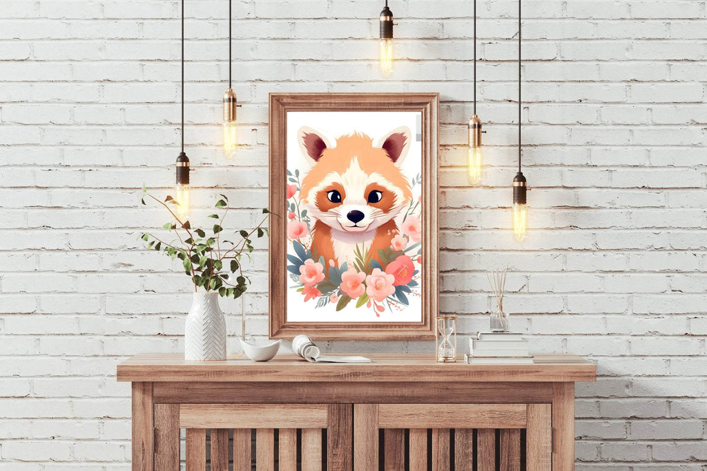 Cute Watercolor Red Panda Wall Art - beink online art store