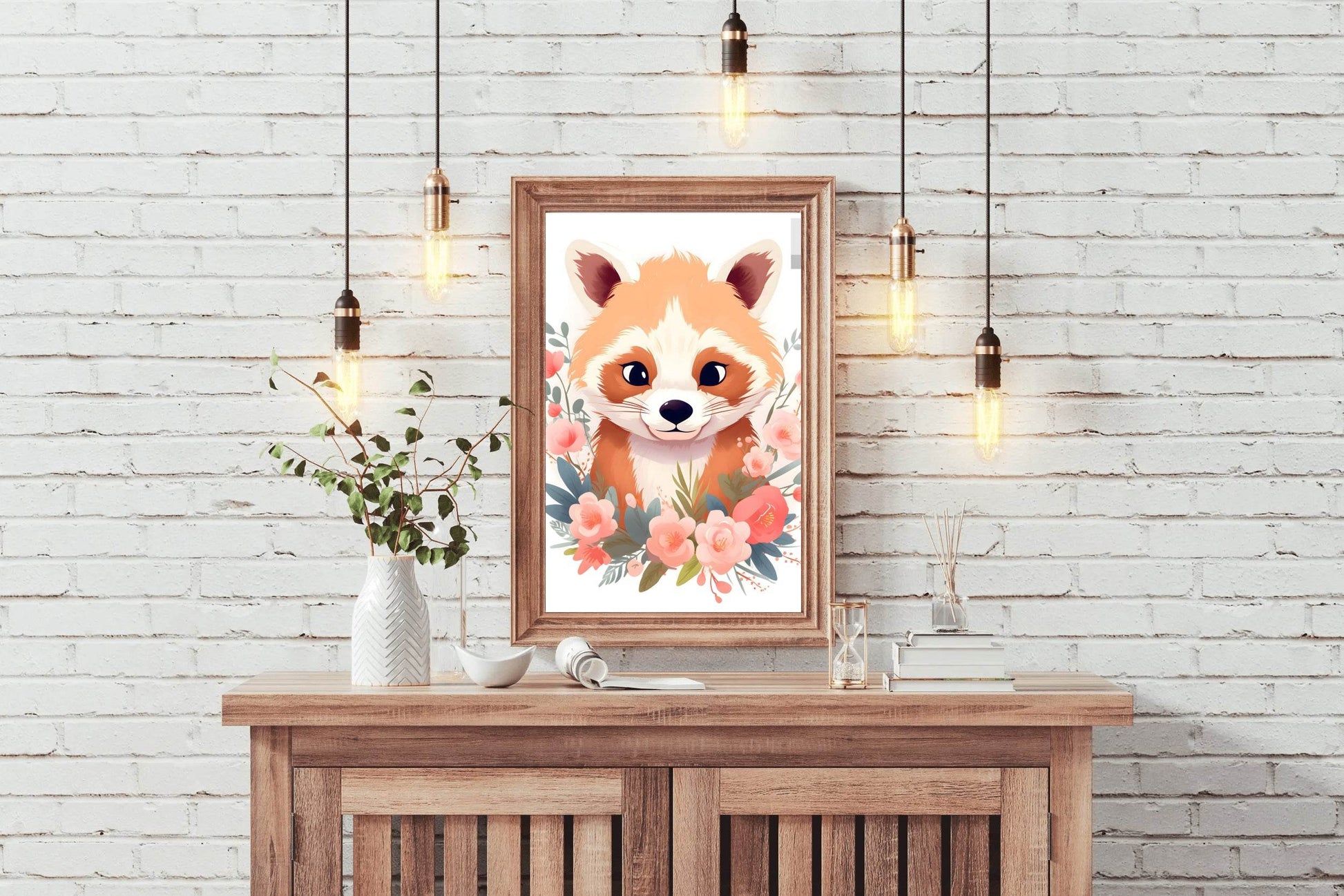 Cute Watercolor Red Panda Wall Art - beink online art store