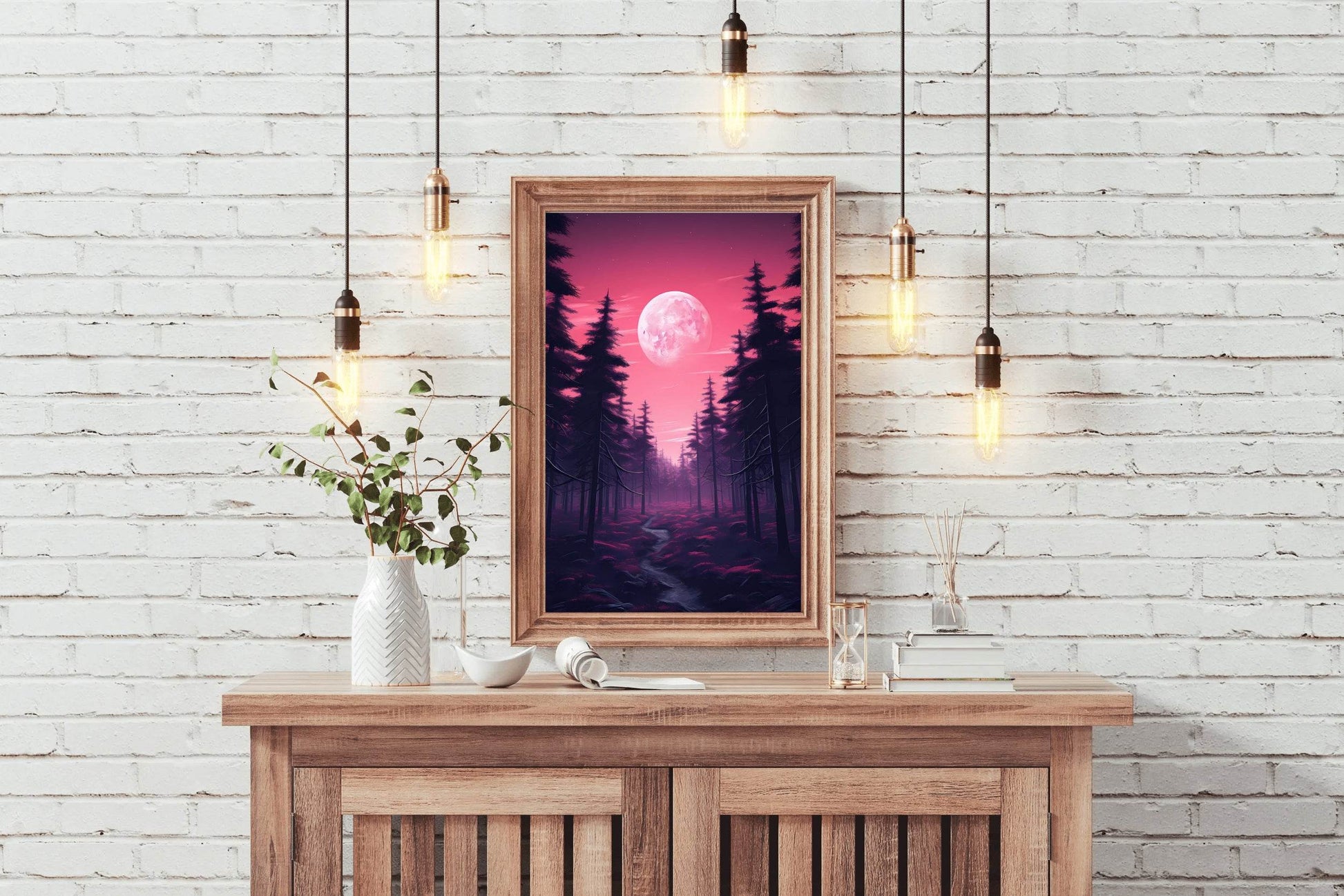 Pink Pine Forest Wall Art - beink online art store