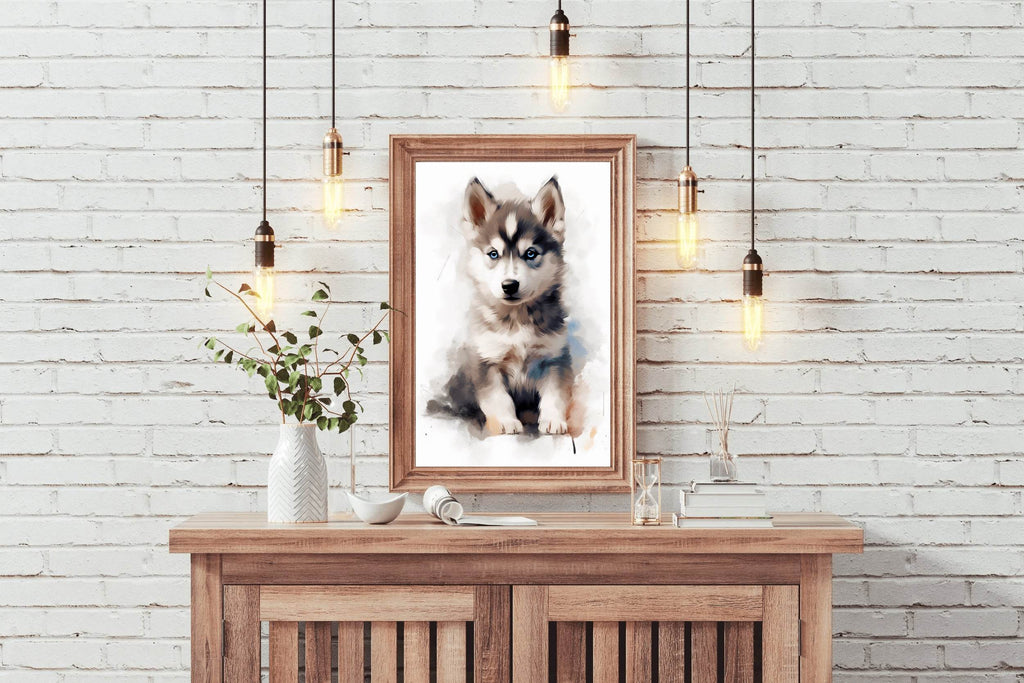 Watercolor Painting of Siberian Husky - beink online art store