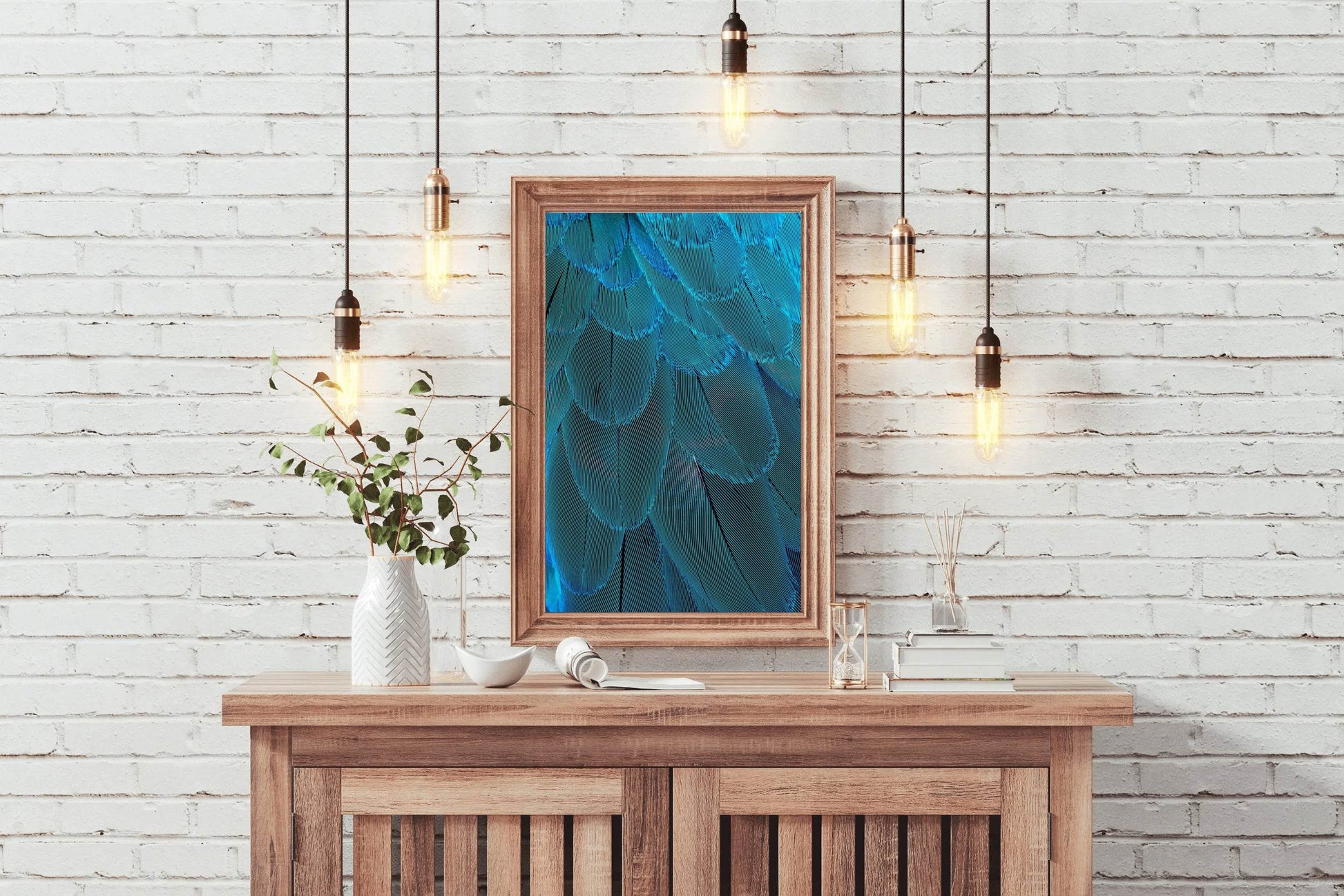 Blue Bird Feather Abstract Wall Art - beink online art store