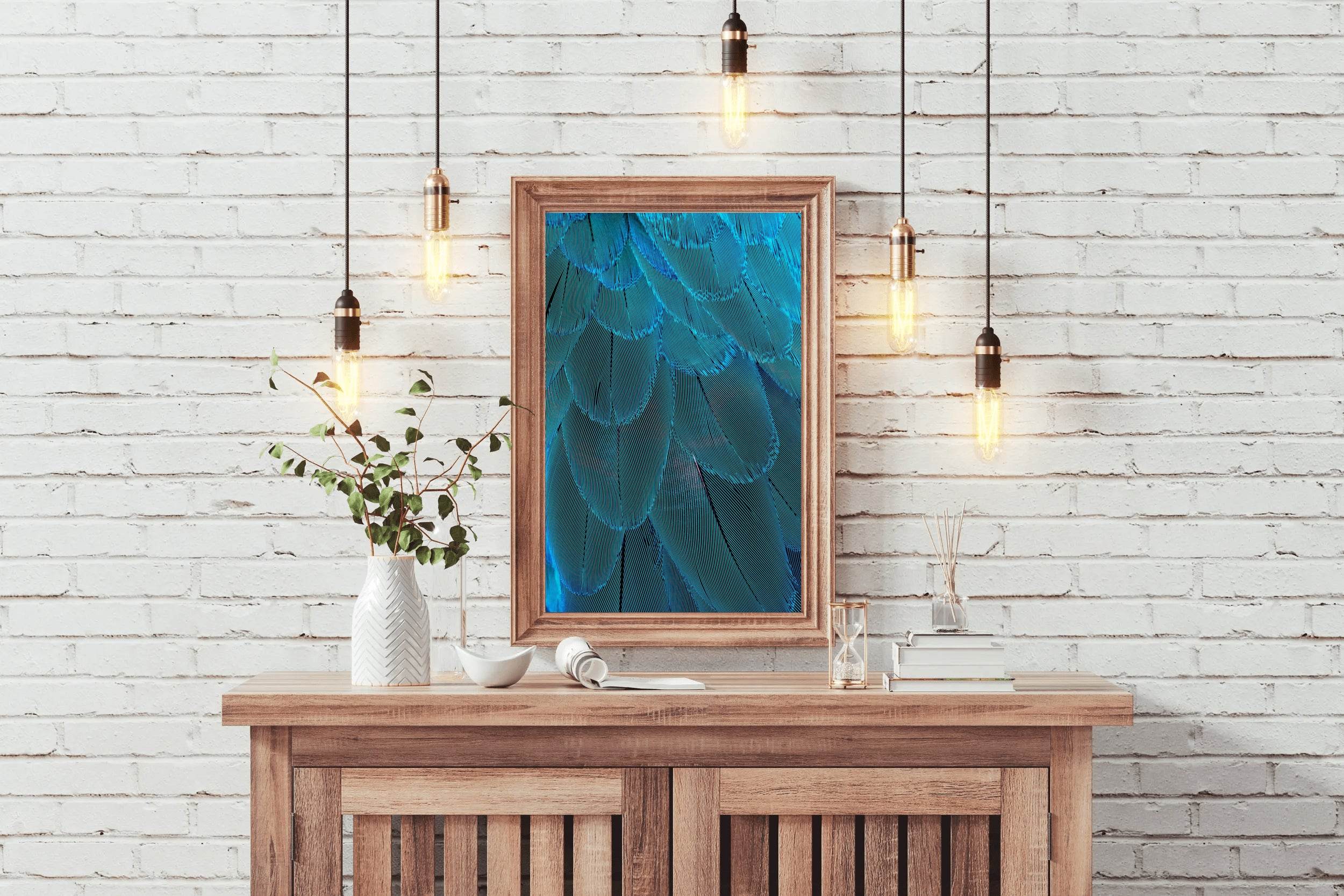 Blue Bird Feather Abstract Wall Art - beink online art store