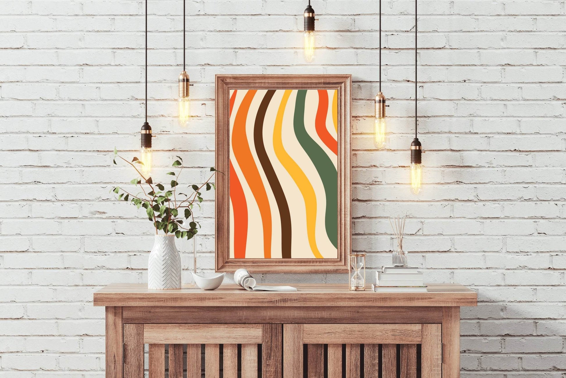Painting Colored Wavy Lines Wall Art - beink online art store