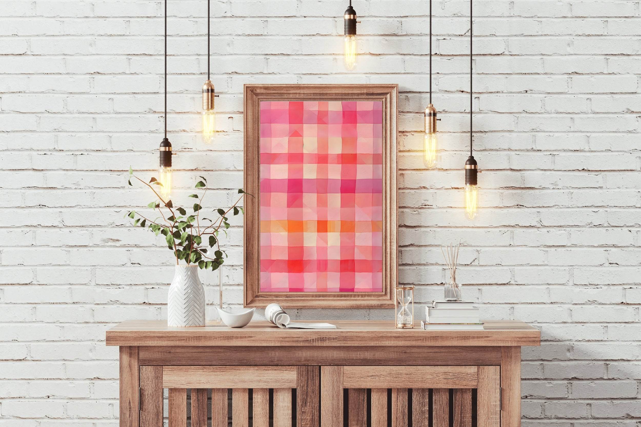 Pink Square Grid Digital Art - beink online art store