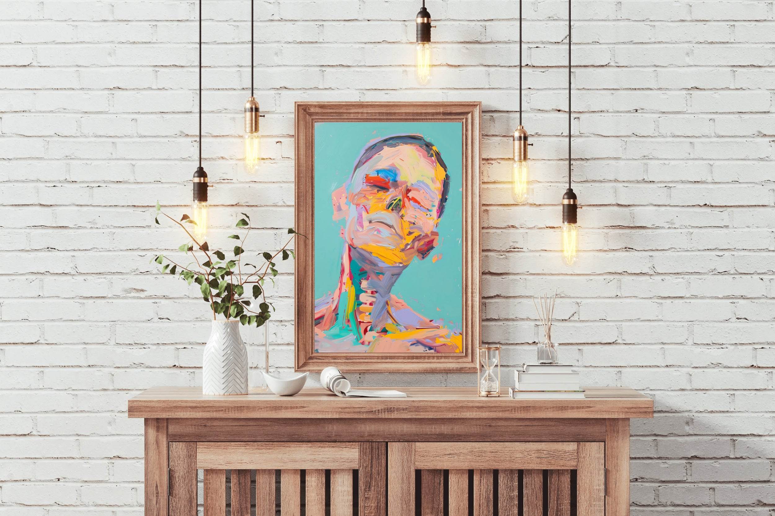 Colorful Face With Brush Strokes Wall Art - beink online art store