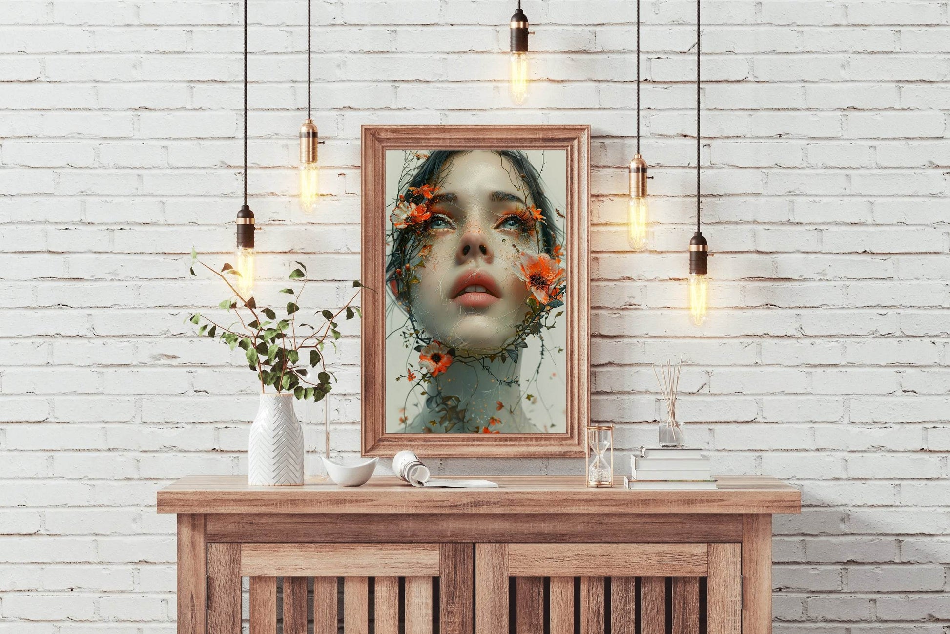 Women With Flowers on Face Digital Art - beink online art store