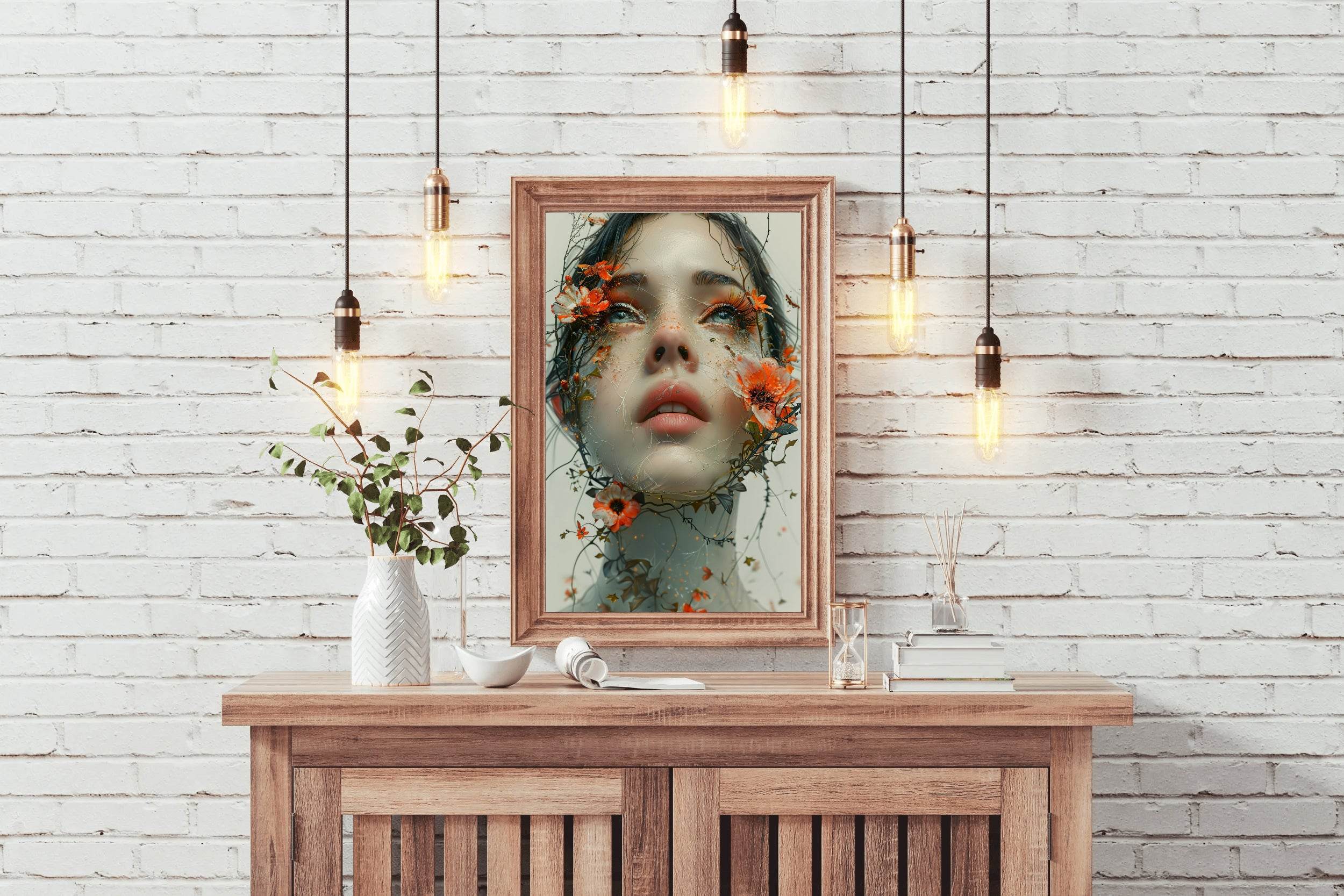 Women With Flowers on Face Digital Art - beink online art store