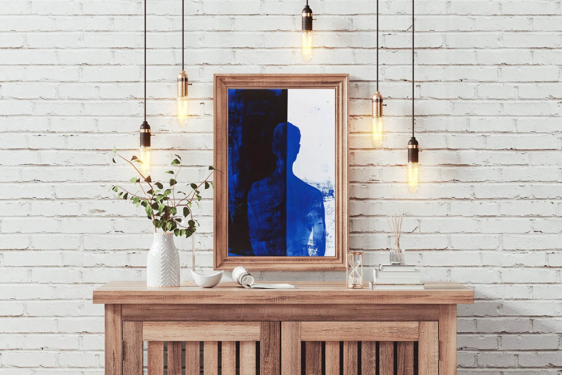 Light Blue Shade Oil Painting Wall Art - beink online art store