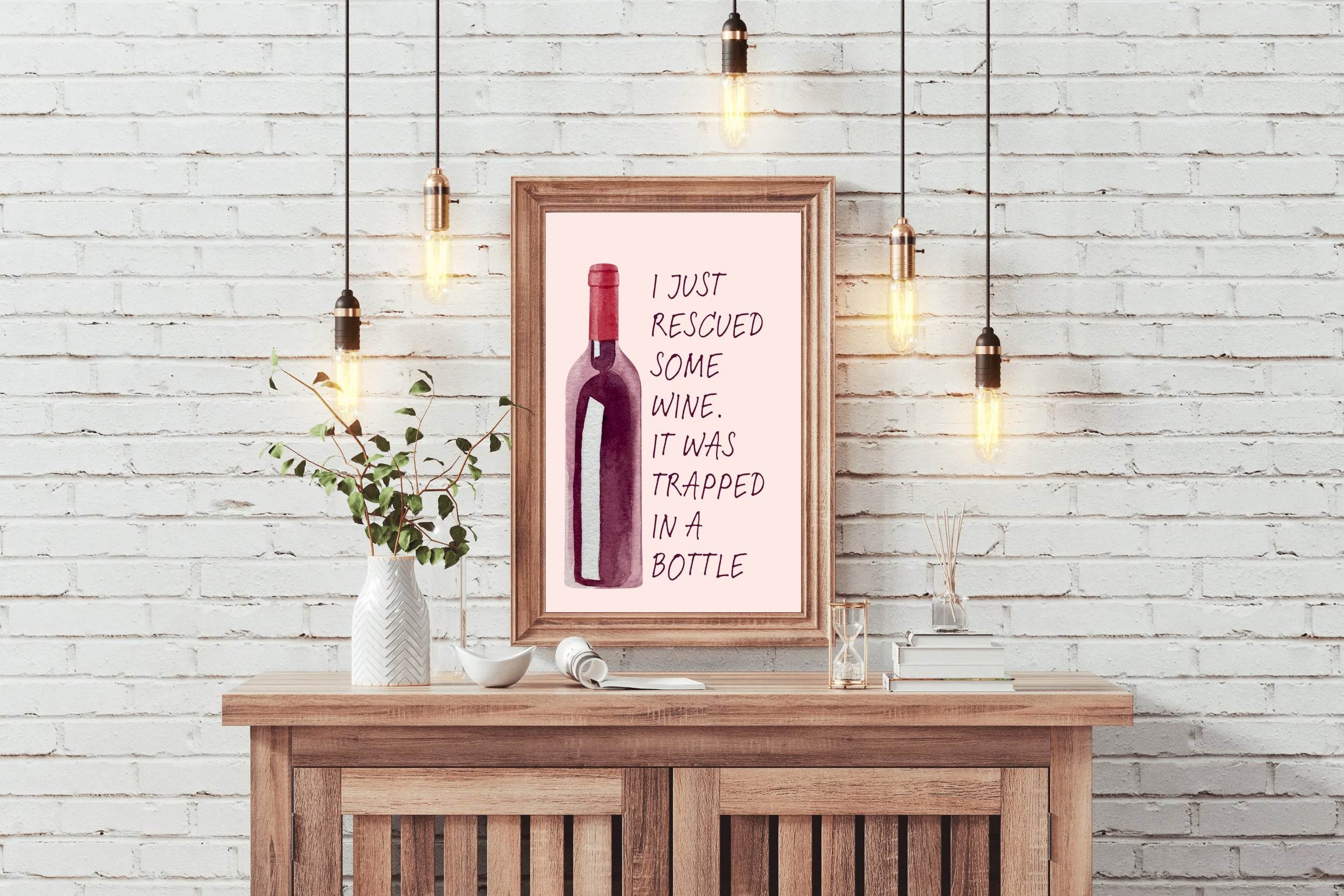 Old Wine Bottle Wall Art - beink online art store