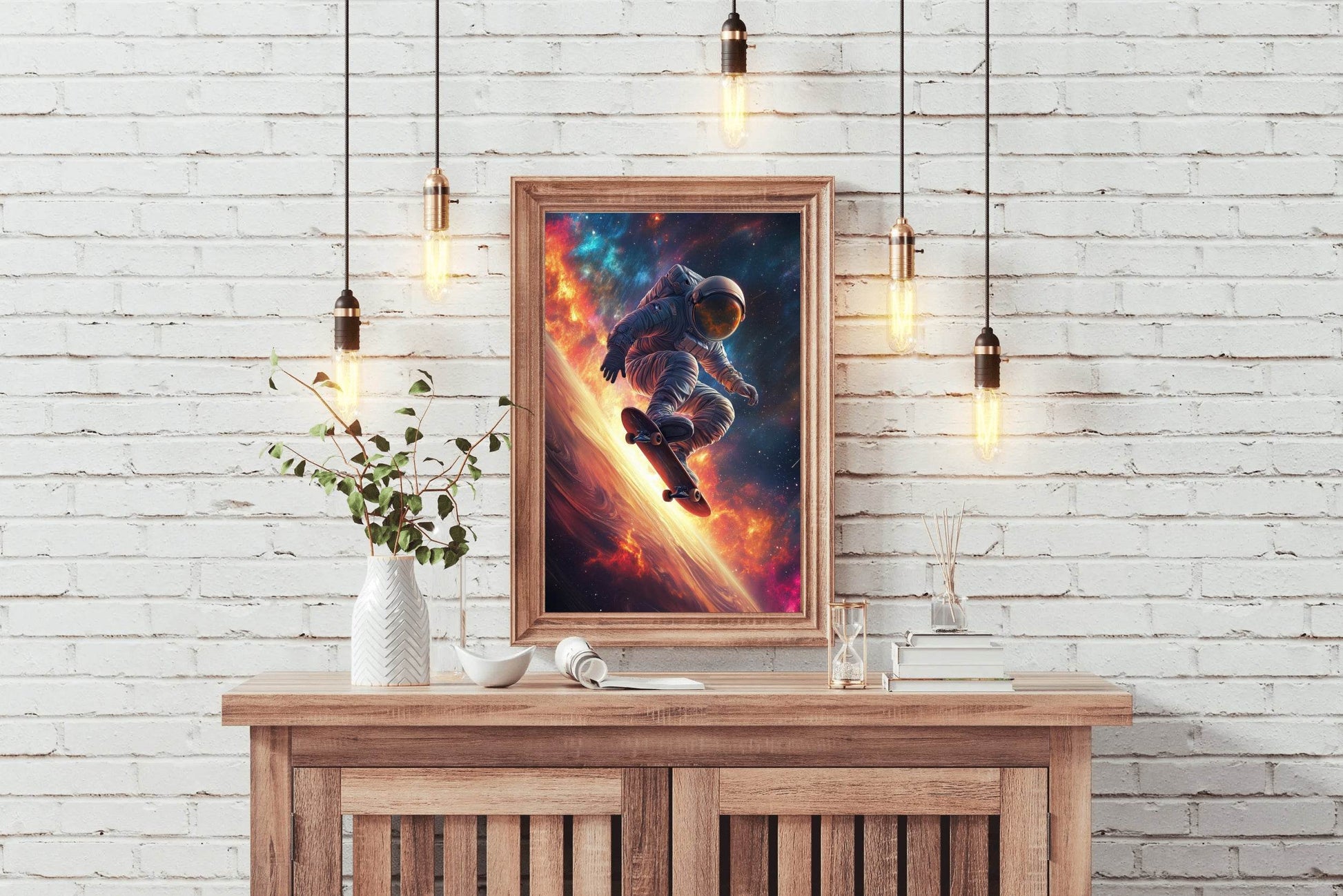 Astronaut skateboarding in space - beink online art store