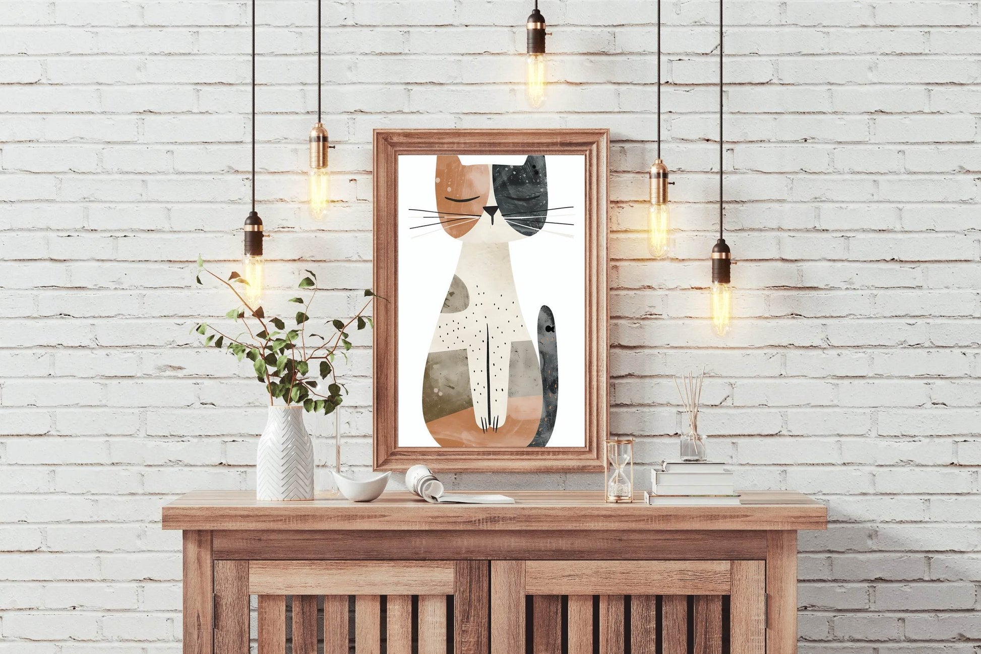 Geomatrical Painted Illustration of a Cat - beink online art store
