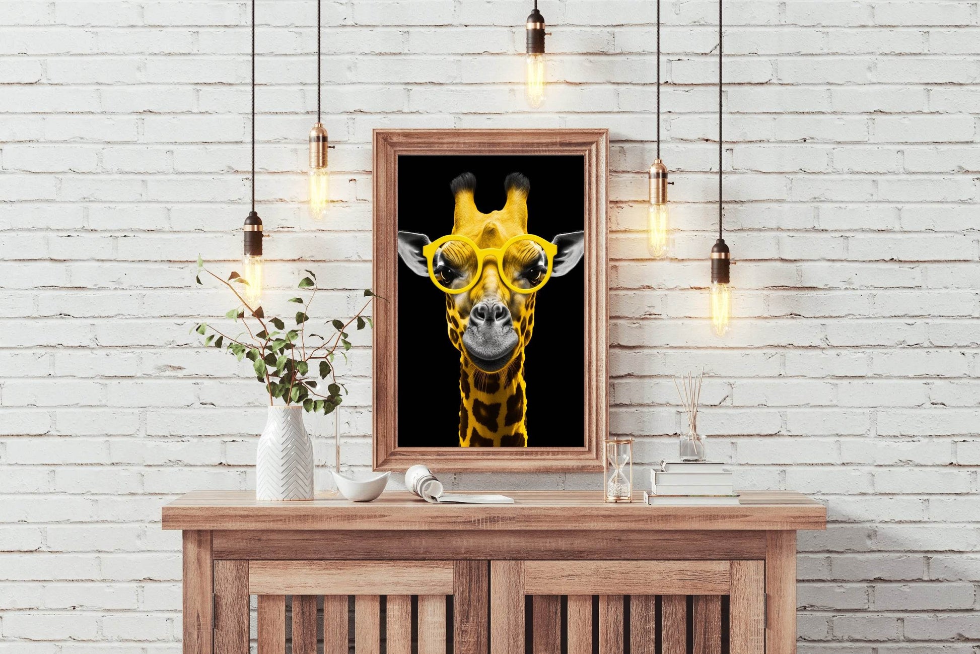 Yellow Cool Look Giraffe With Goggle Wall Art - beink online art store