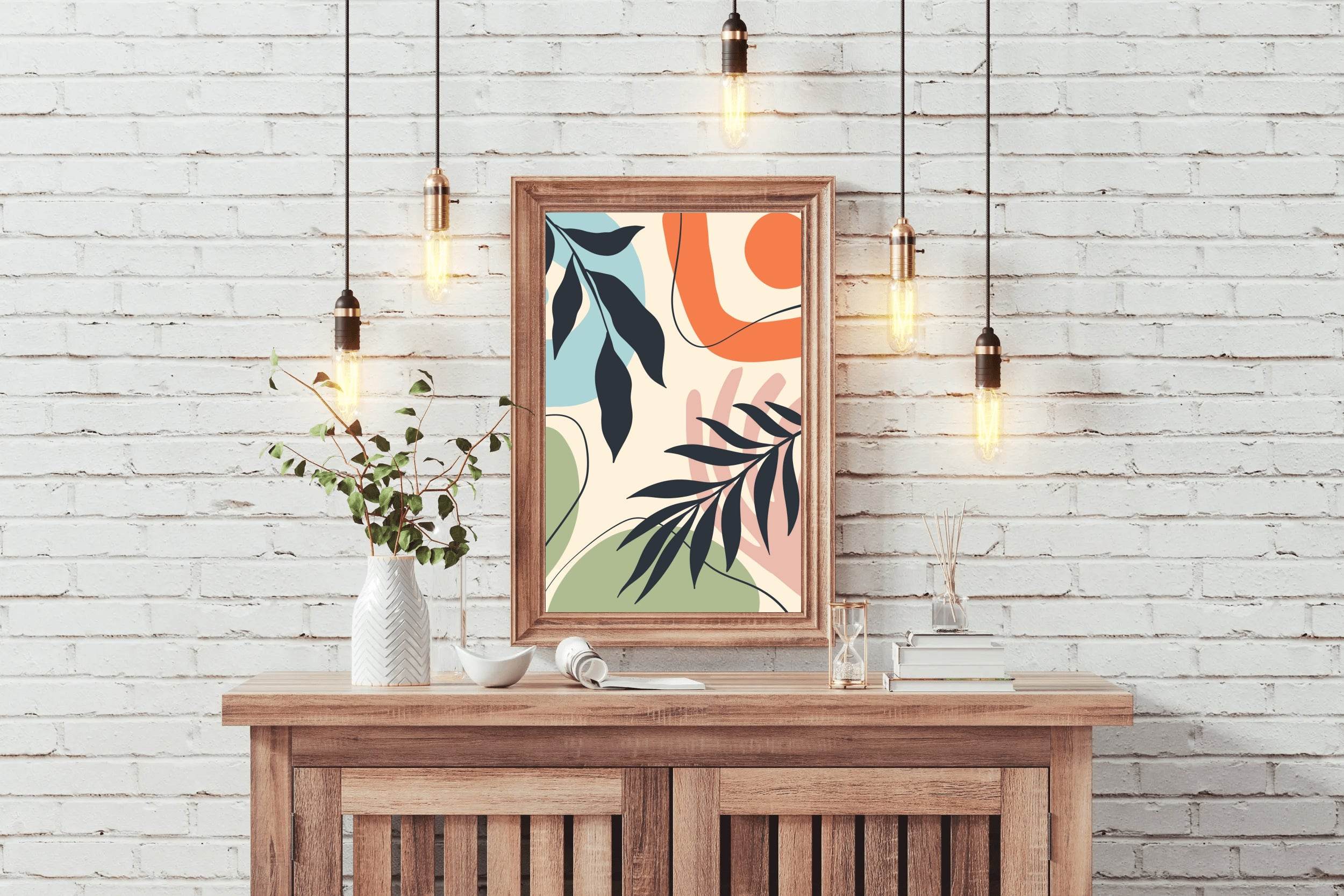 Willow And Fern Leaves Wall Art - beink online art store