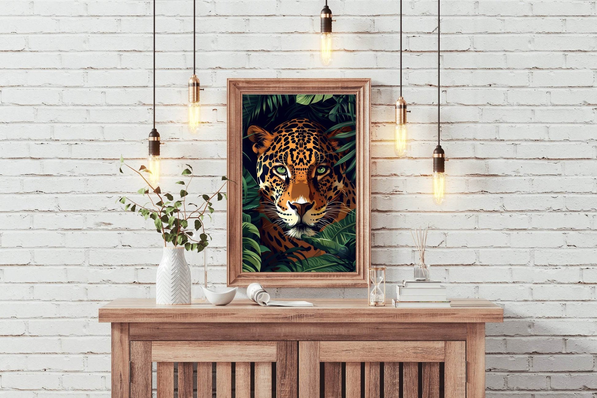Painting of Tiger Hiding in Bushes - beink online art store
