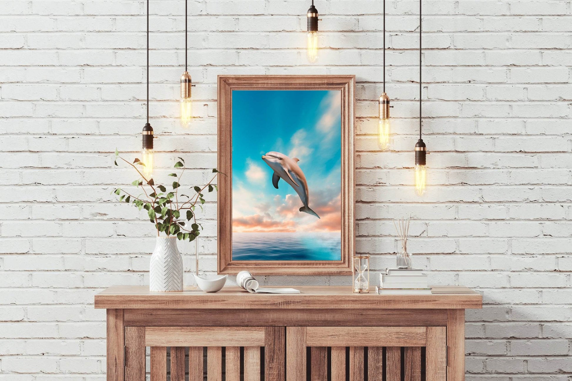 Fantsy Dolphin Jumping Out of Water Wall Art - beink online art store