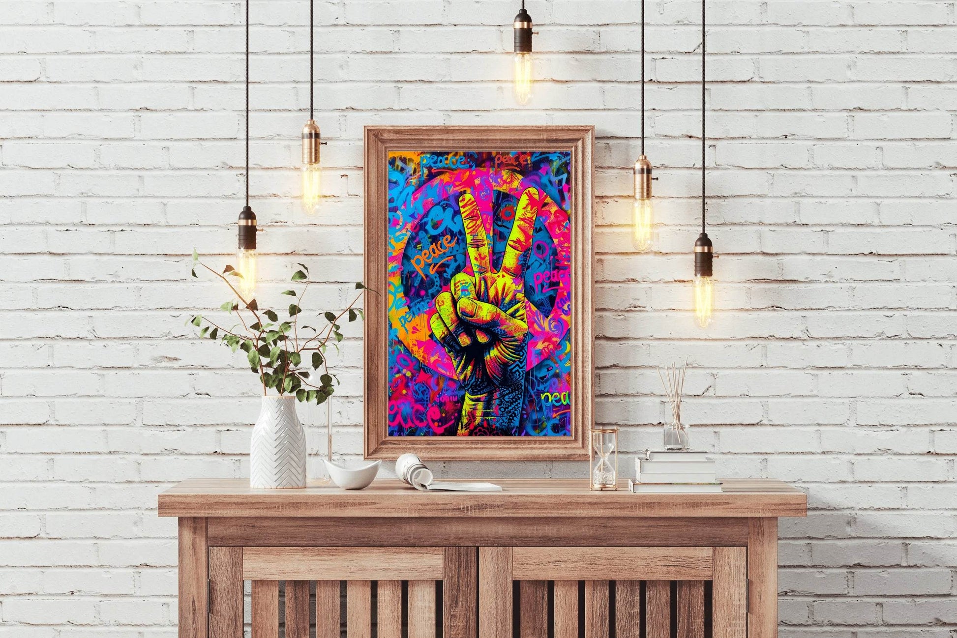 Graffiti Wall with a Peace Sign Wall Art - beink online art store